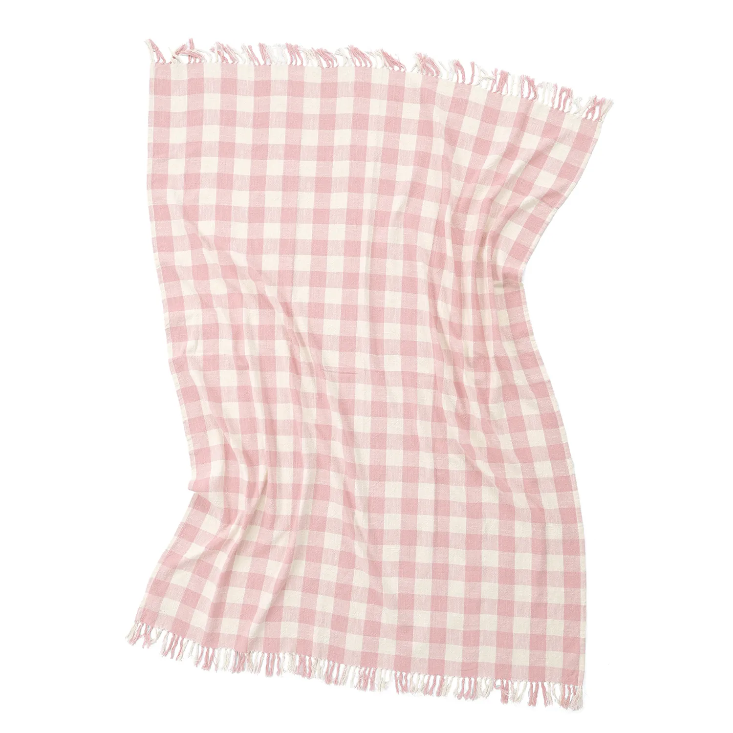 Throws - Isela check cotton throw (cream/pink)