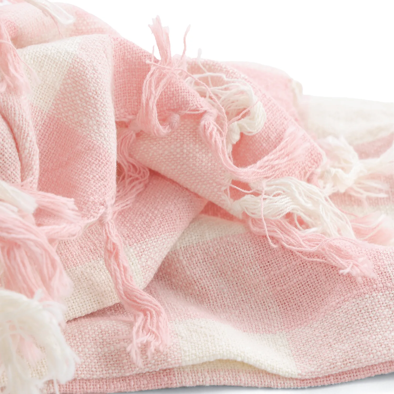 Throws - Isela check cotton throw (cream/pink)