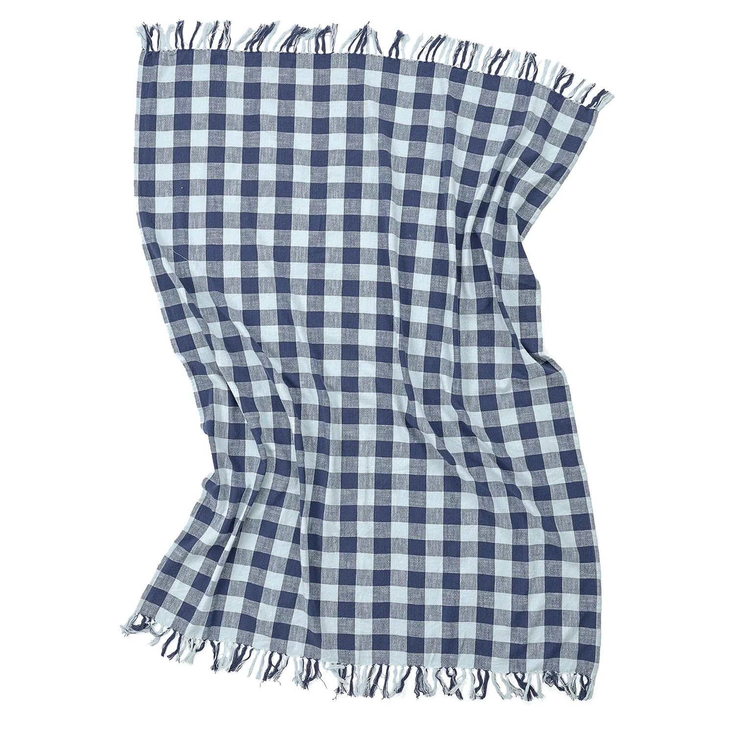 Throws - Isela check cotton throw (navy/light blue)
