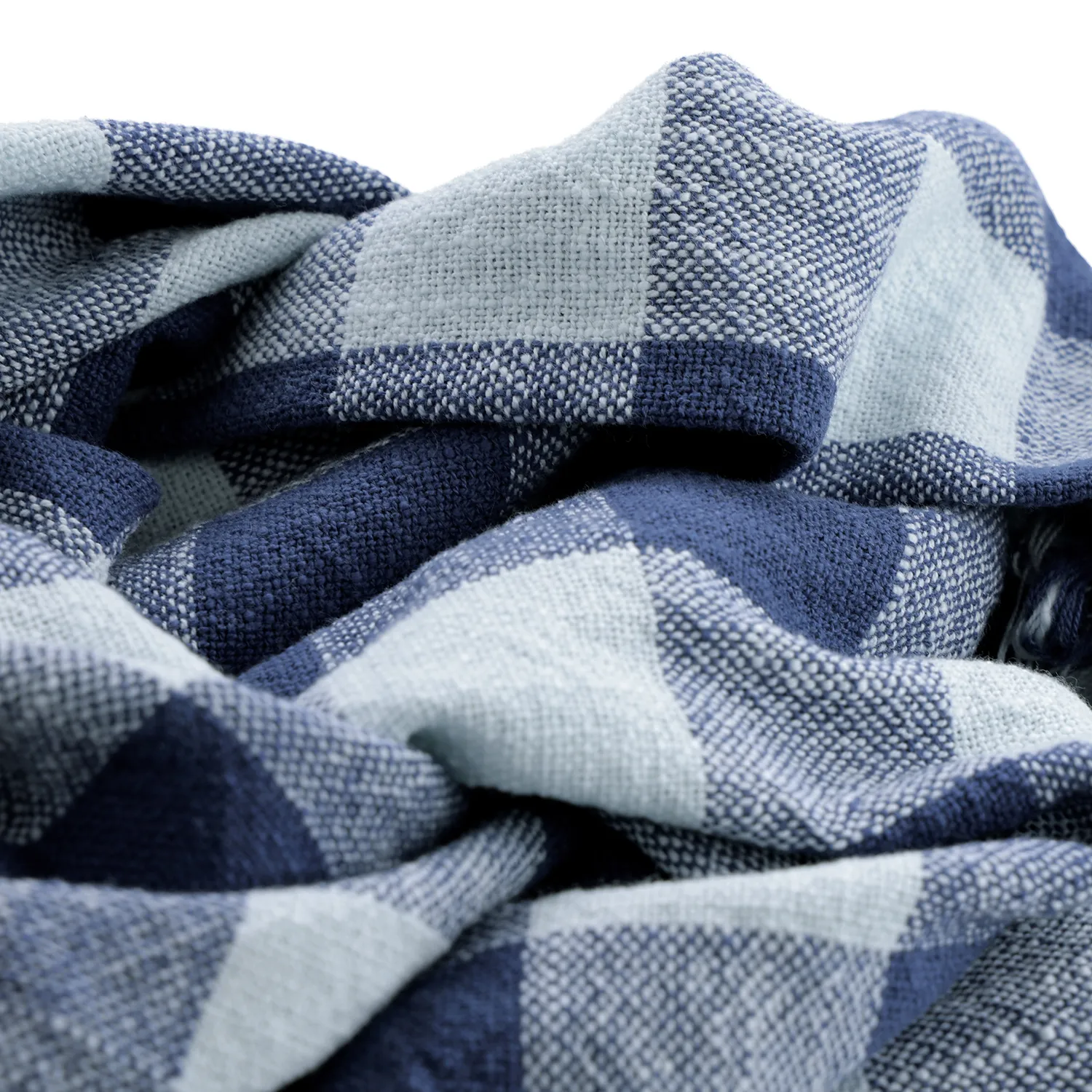 Throws - Isela check cotton throw (navy/light blue)