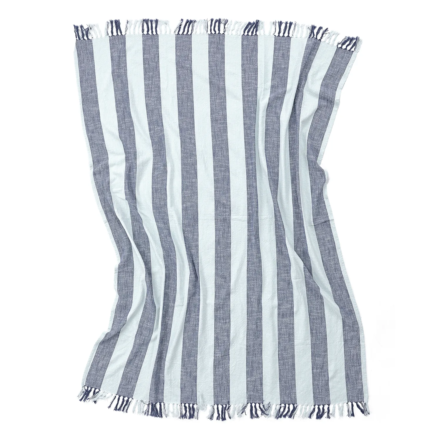Throws - Kora stripe cotton throw (navy/light blue)
