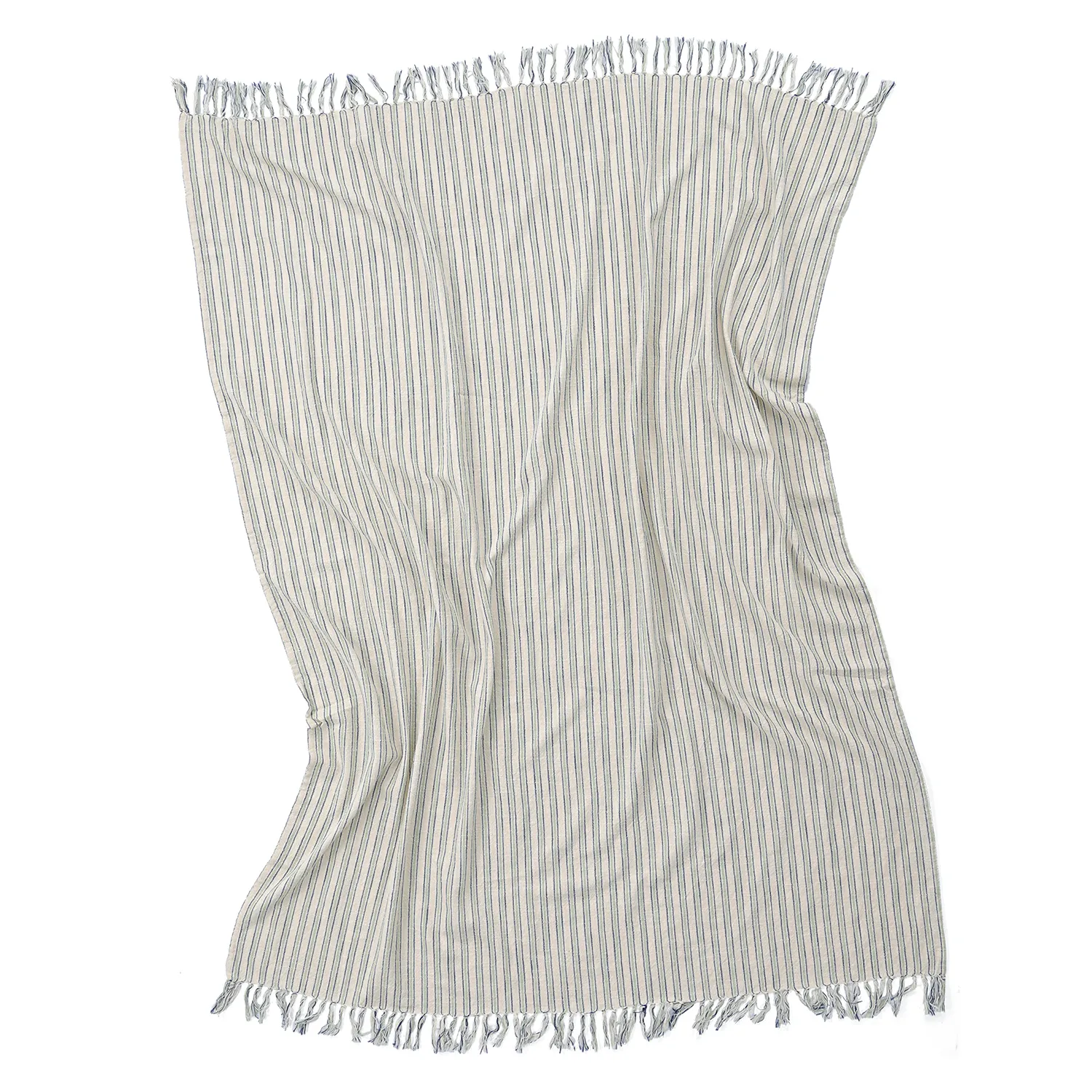 Throws - Rumi stripe cotton throw (cream/navy/light green)