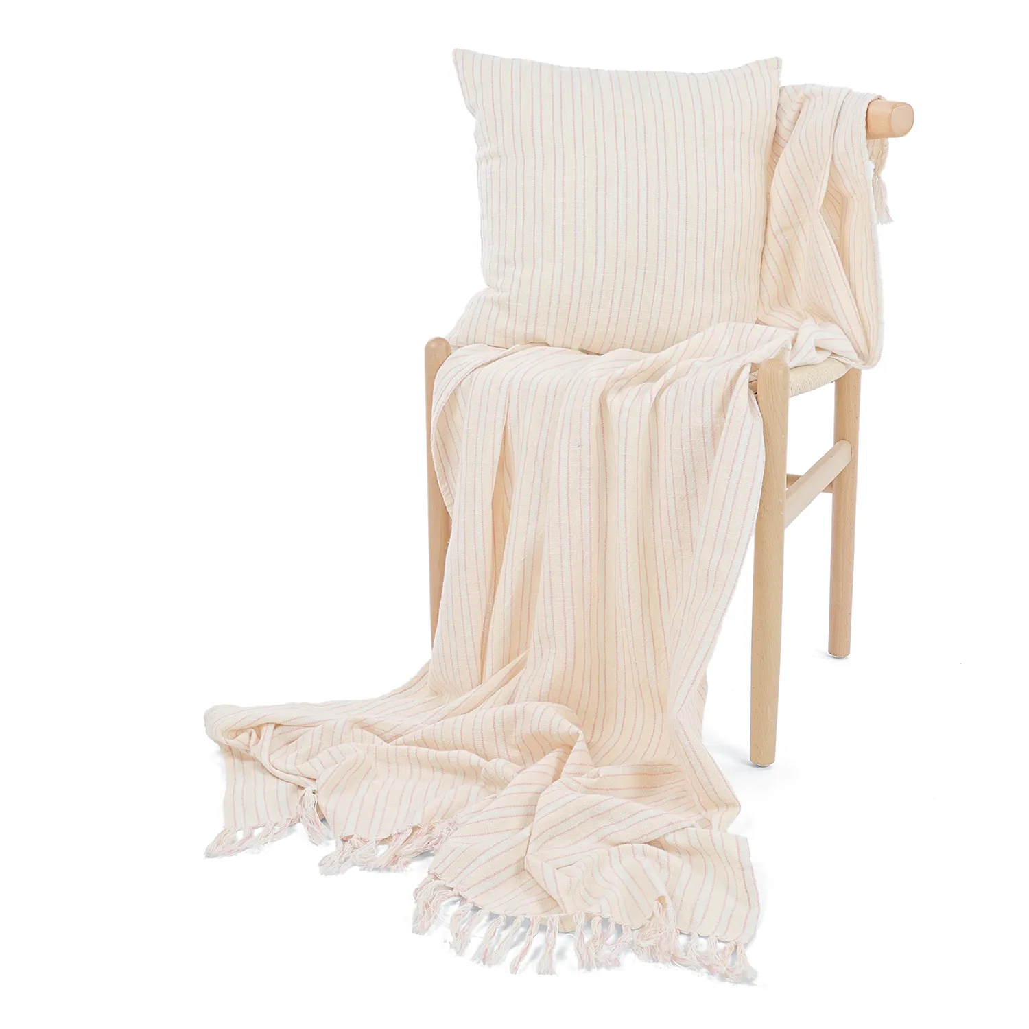 Throws - Rumi stripe cotton throw (cream/pink/light blue)