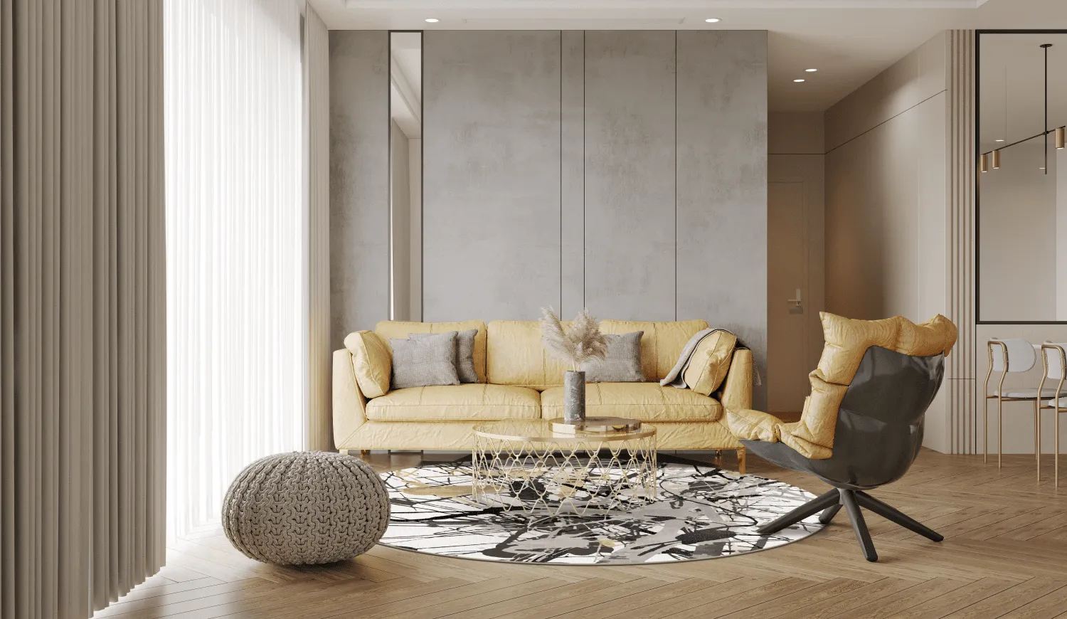 Round rug - Lawrance (grey/white)