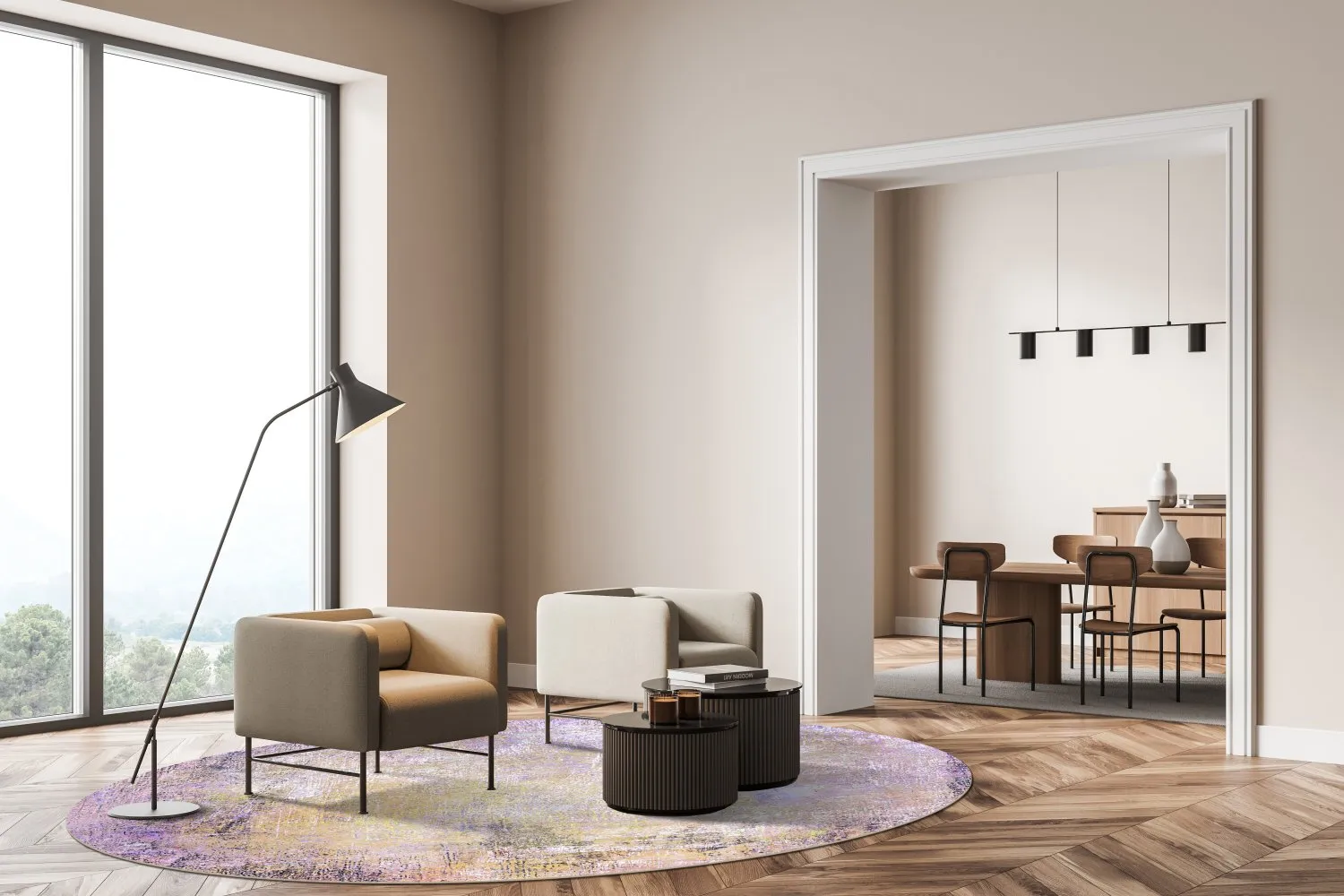 Round rug - Loures (purple)
