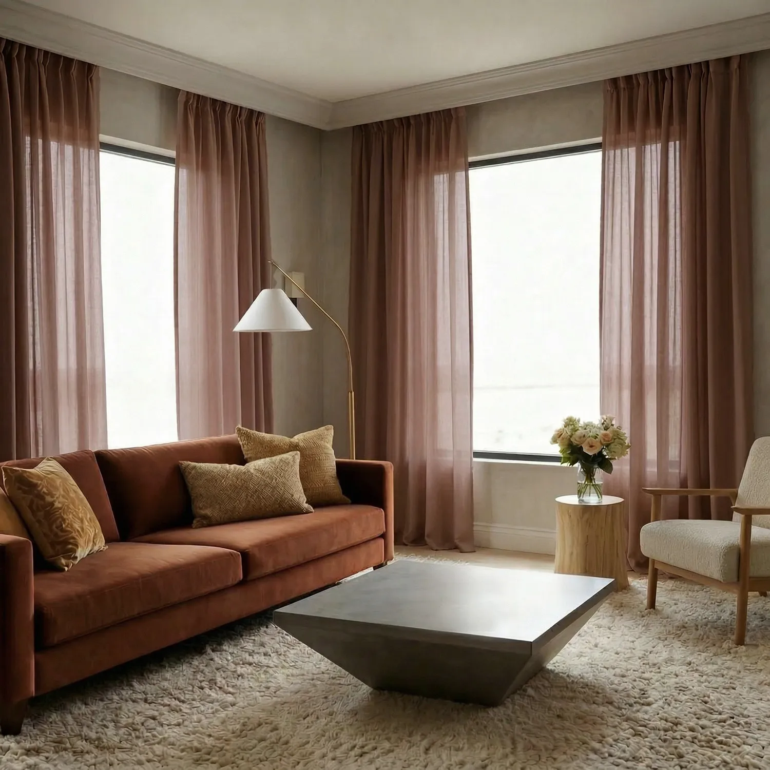 Curtains 2-Pack - Linen Blend Curtain Lumira (dark brown)