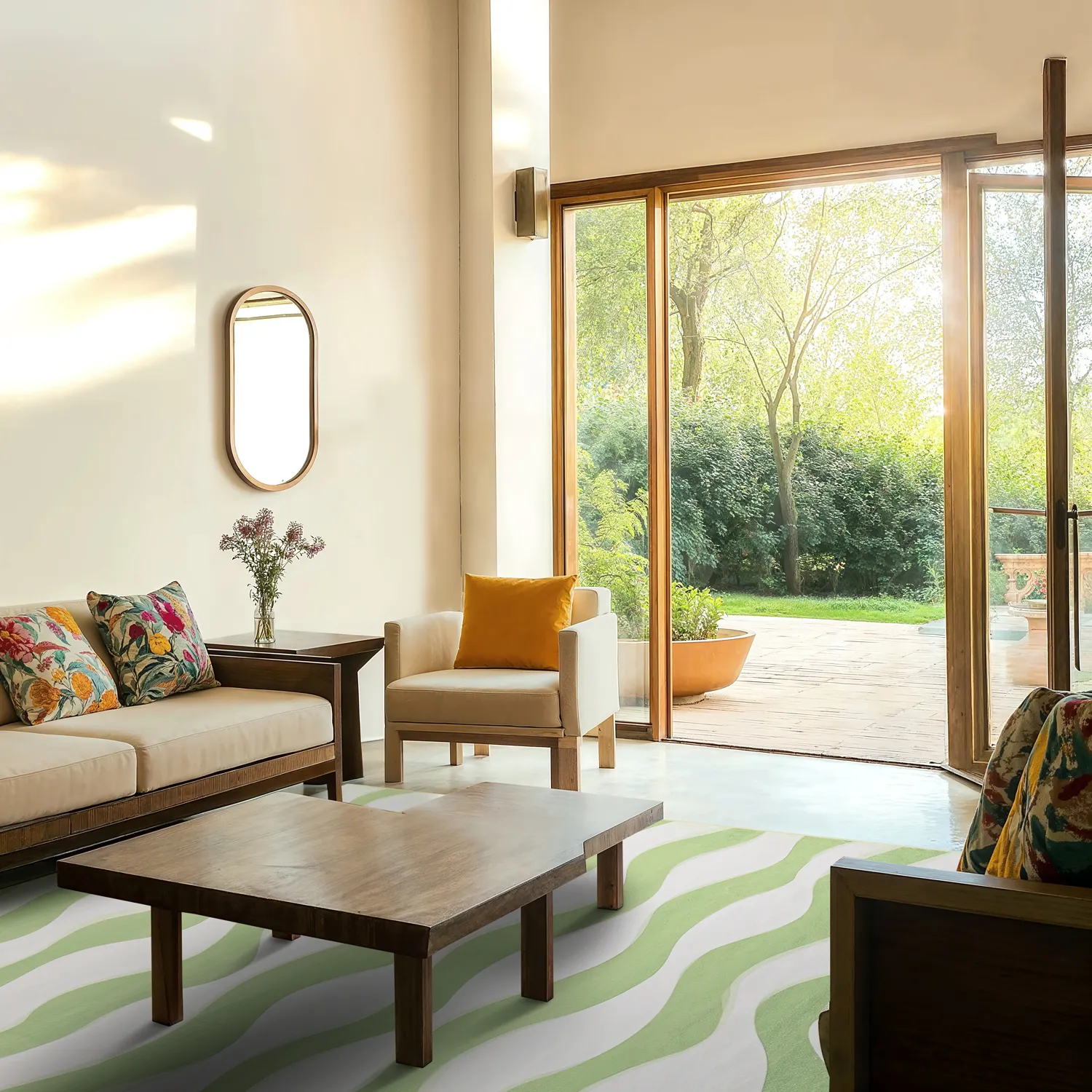 Wilton rug - Marsala (green/white)