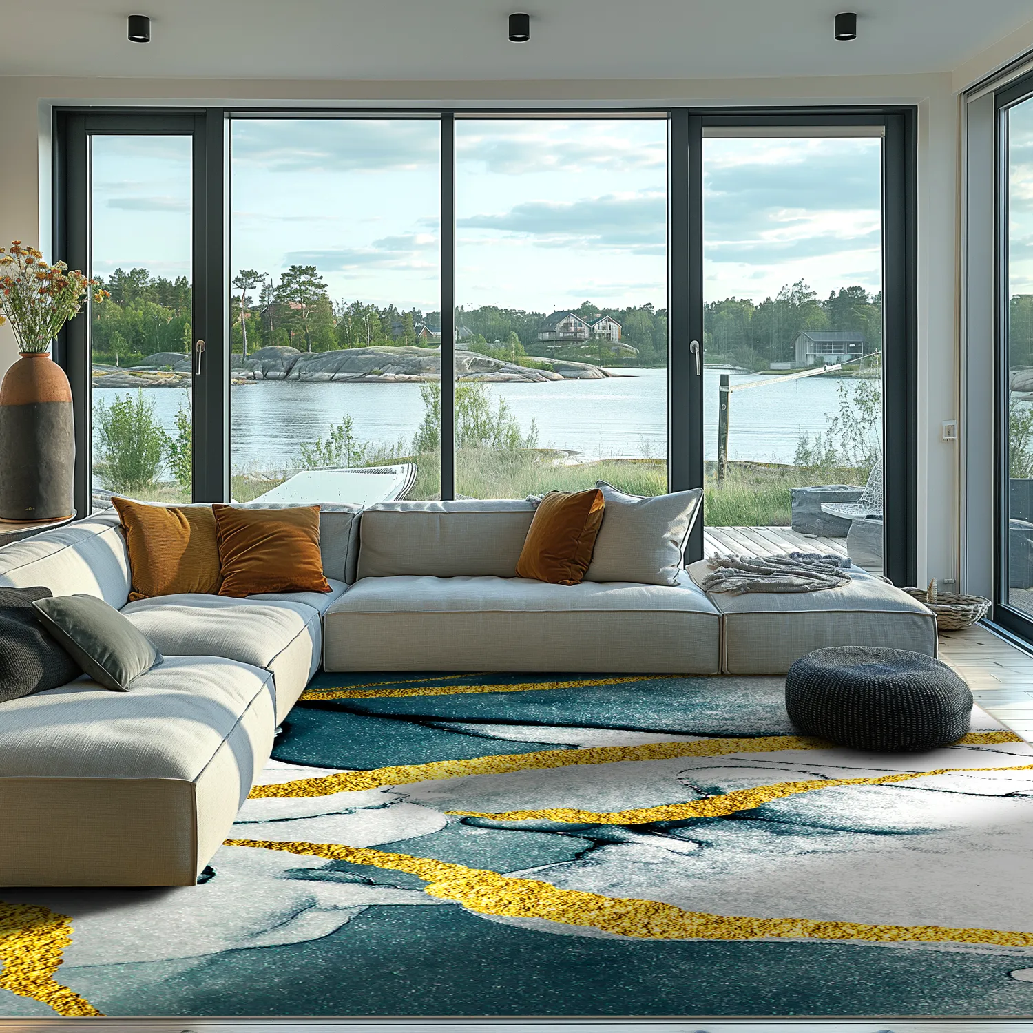 Wilton rug - Alvaro (blue/white/gold)