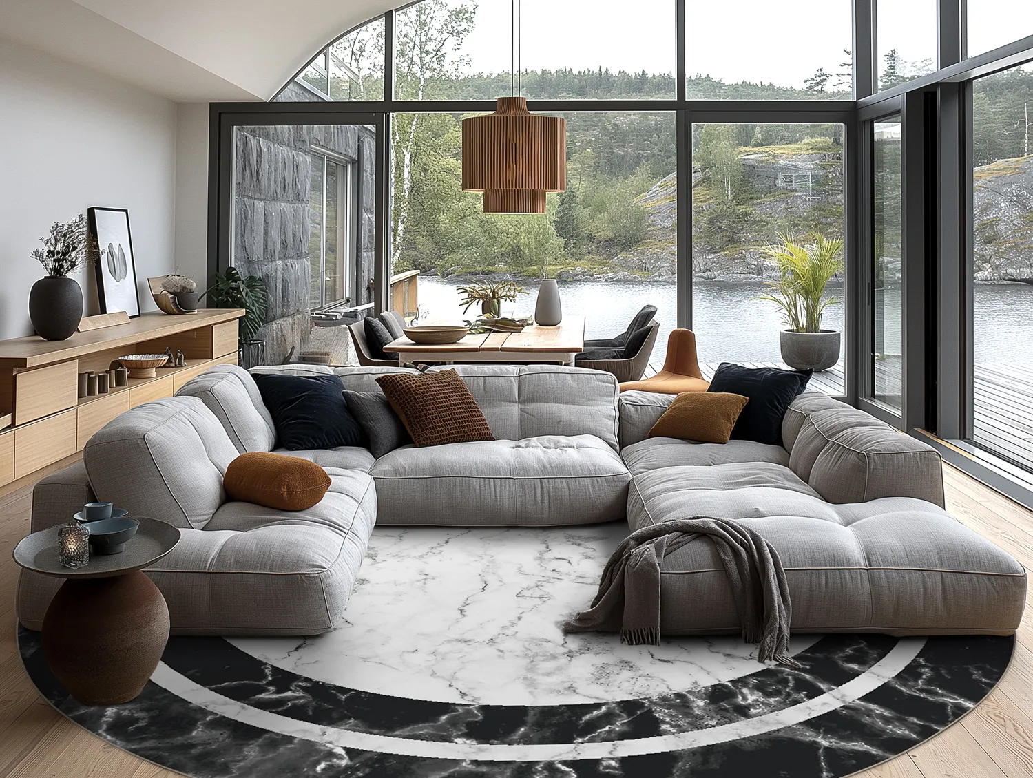 Round rug - Amaliada (black/white)
