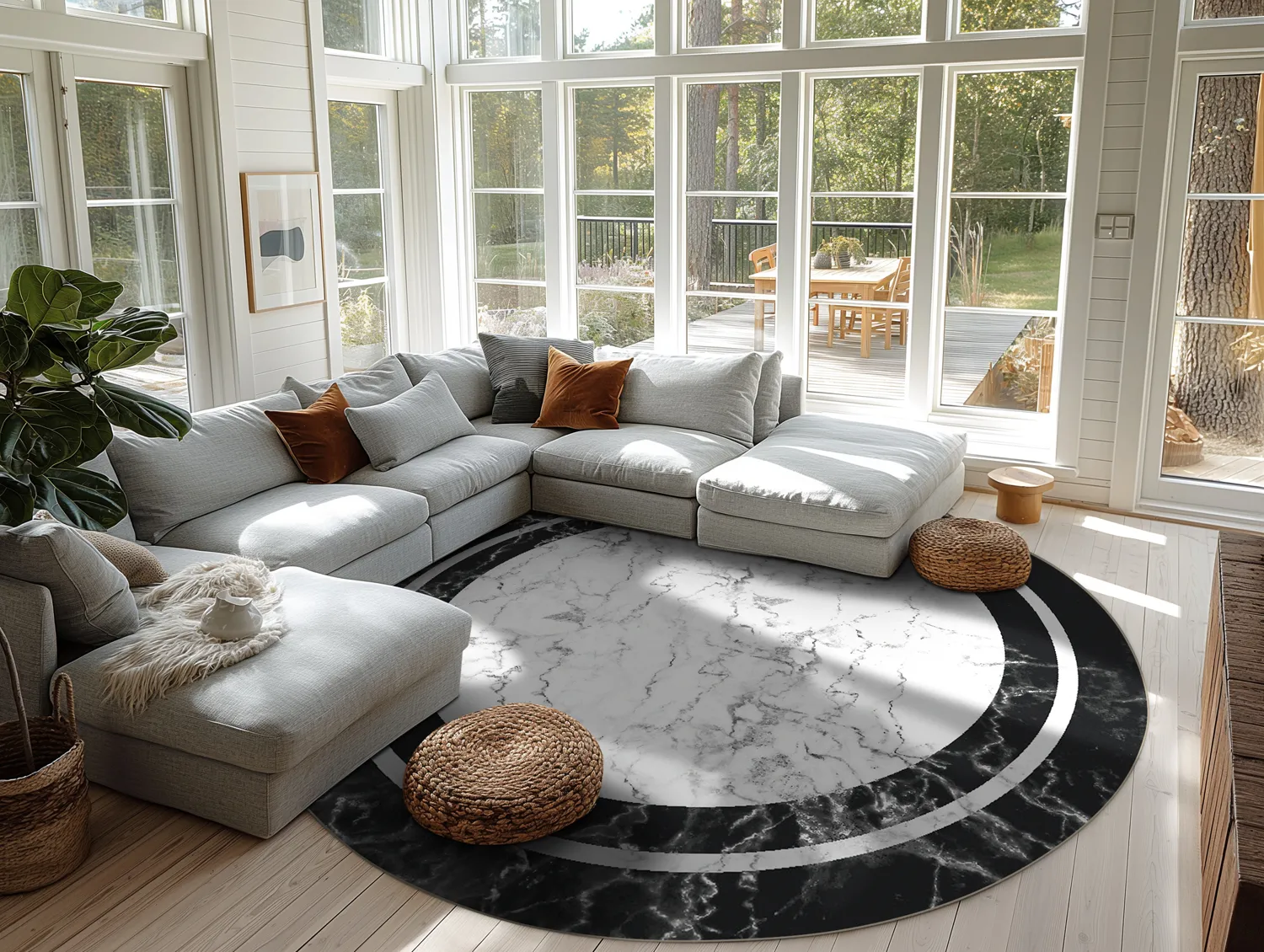 Round rug - Amaliada (black/white)