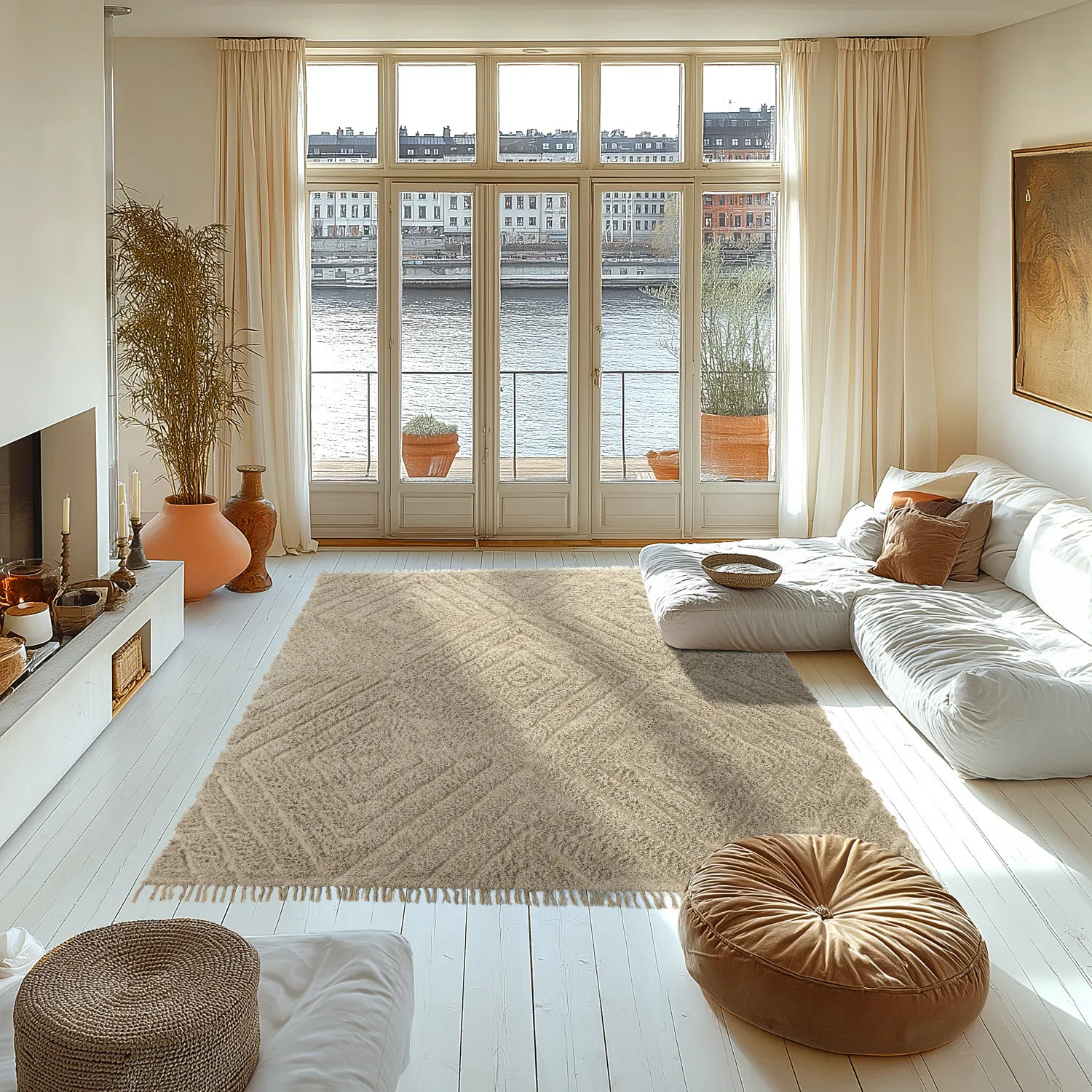 Shaggy rugs - Amberley Natural Cotton Shaggy (beige)