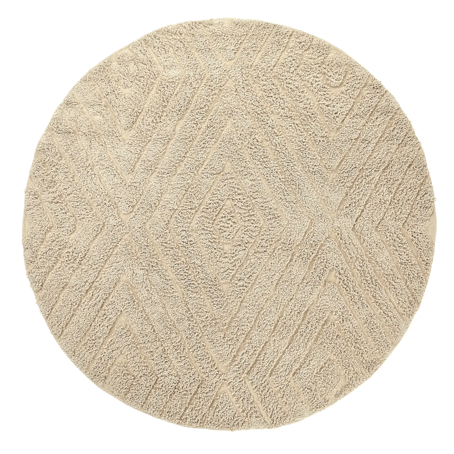Round rug - Amberley Natural Cotton Shaggy (beige)