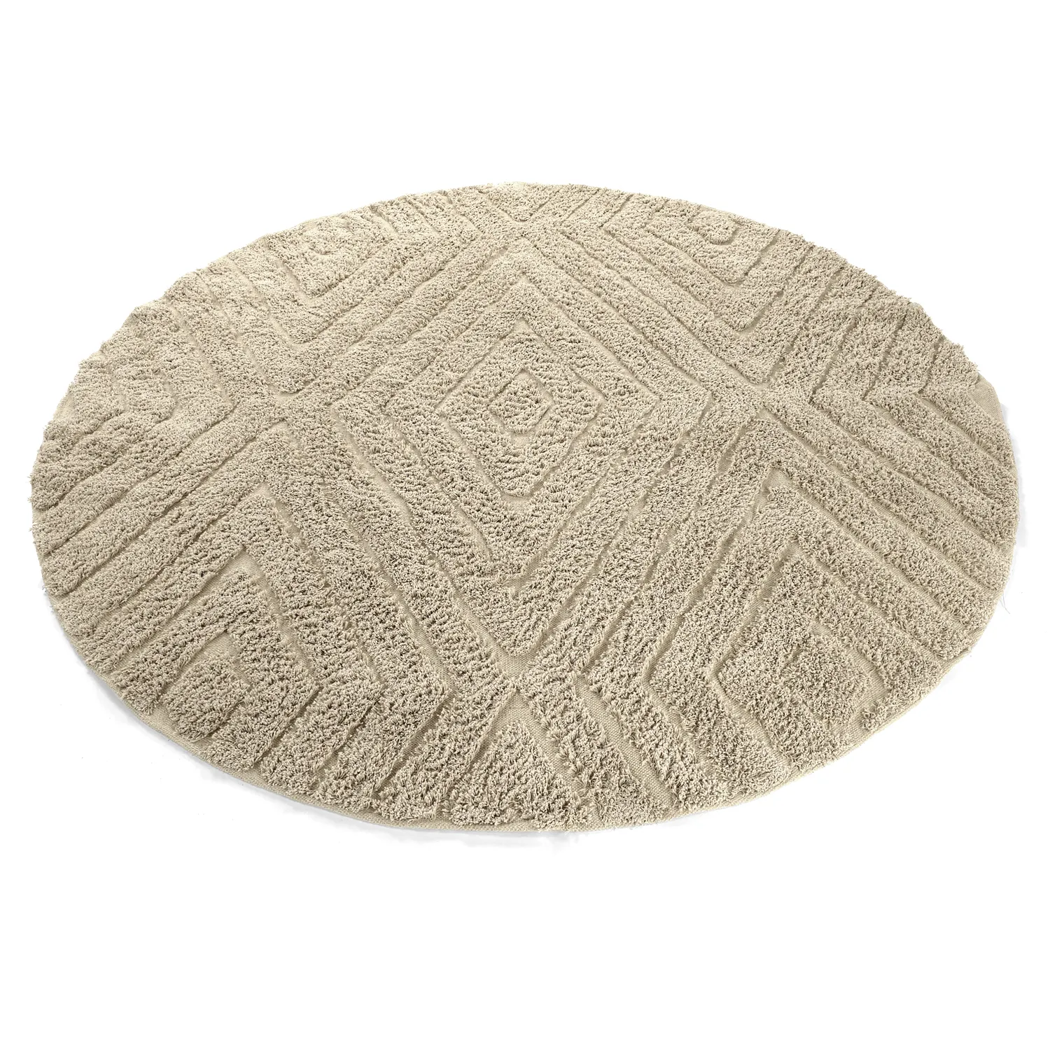 Round rug - Amberley Natural Cotton Shaggy (beige)