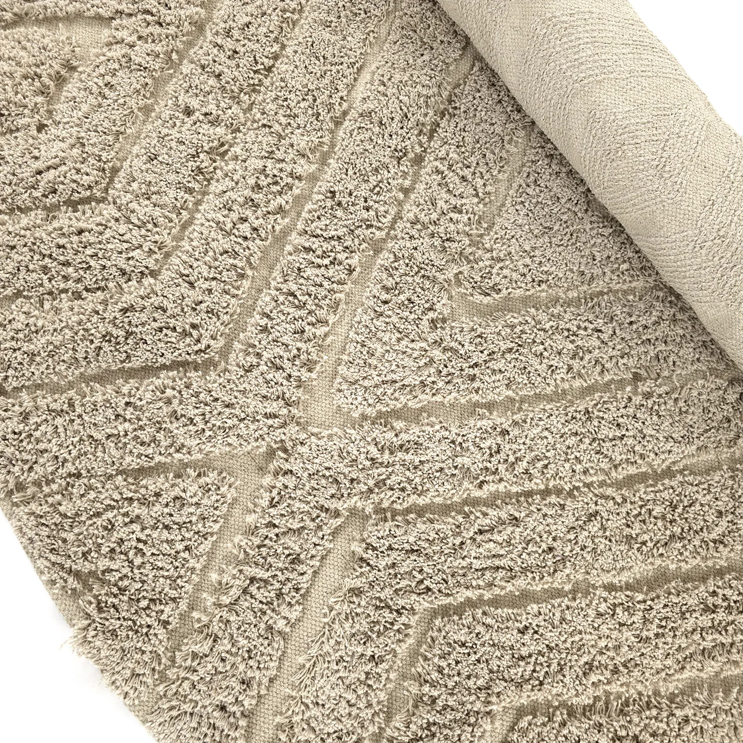 Round rug - Amberley Natural Cotton Shaggy (beige)