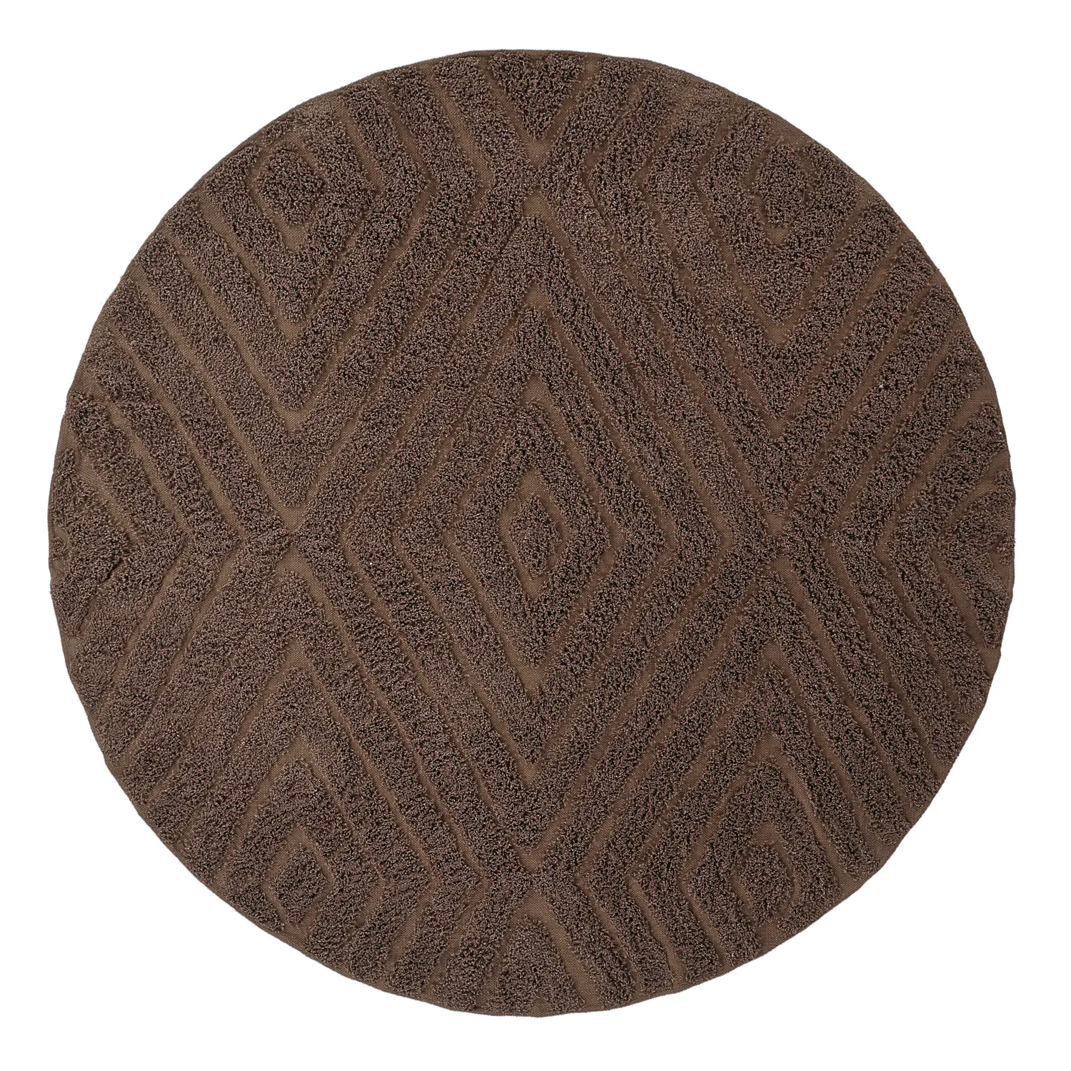 Round rug - Amberley Natural Cotton Shaggy (brown)