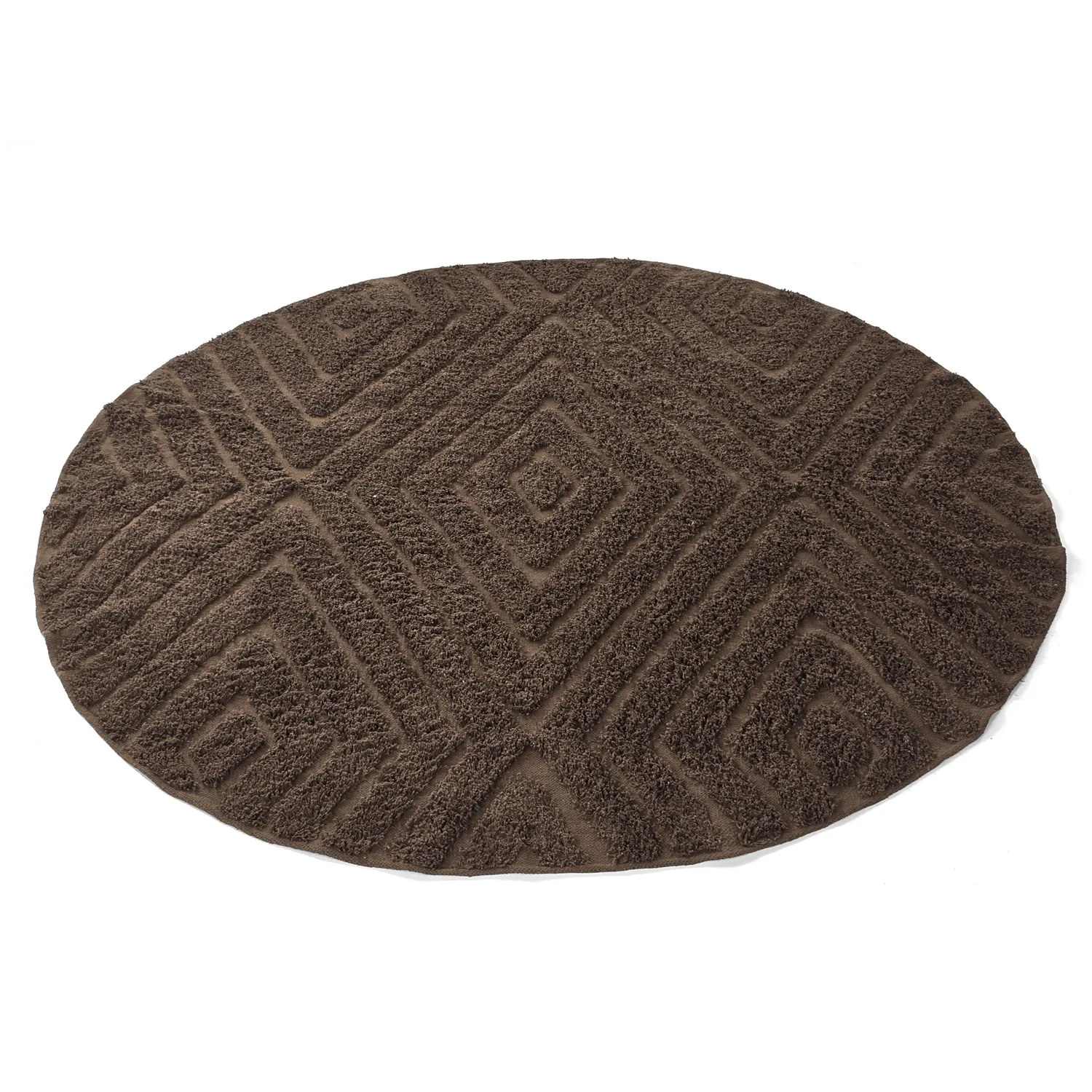 Round rug - Amberley Natural Cotton Shaggy (brown)