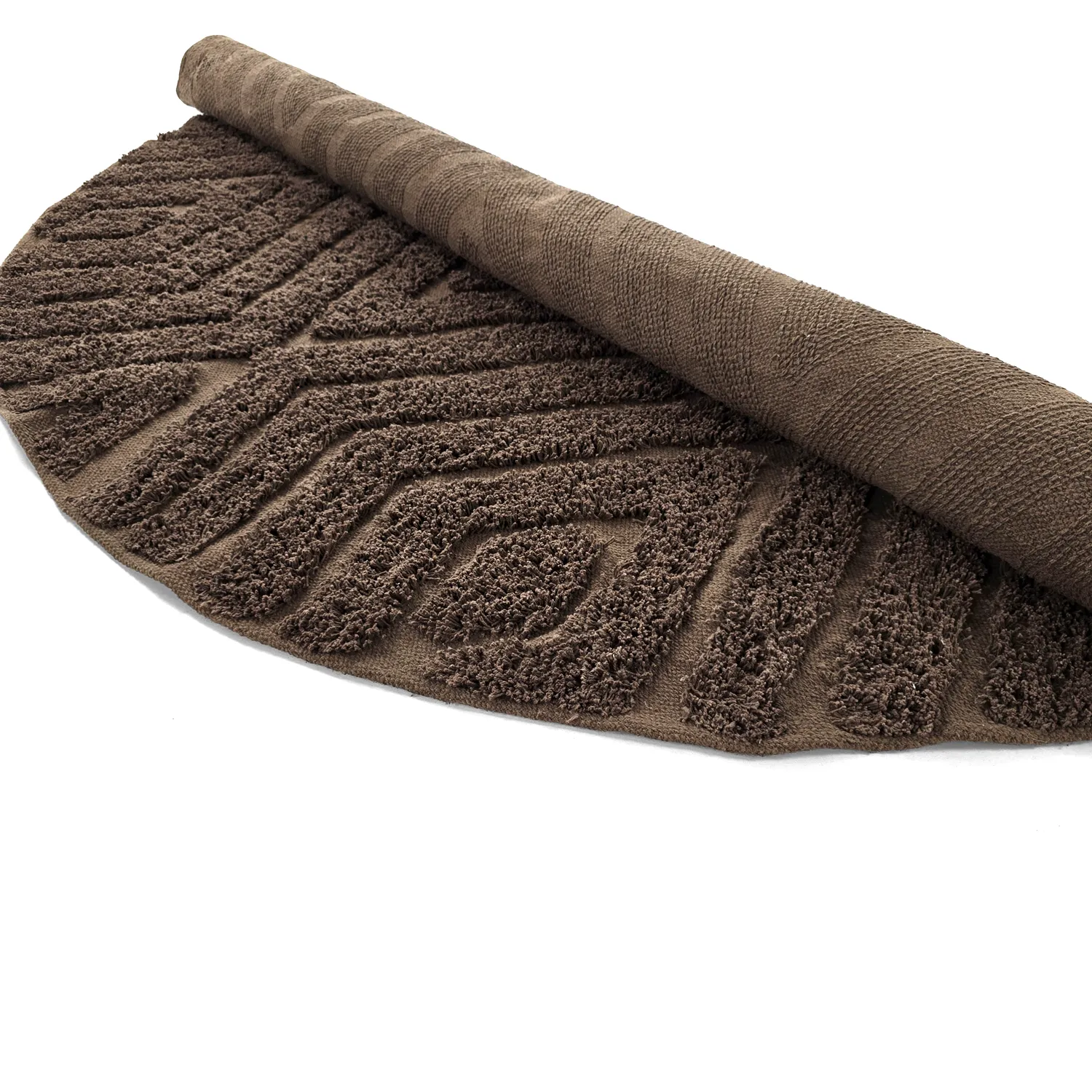 Round rug - Amberley Natural Cotton Shaggy (brown)