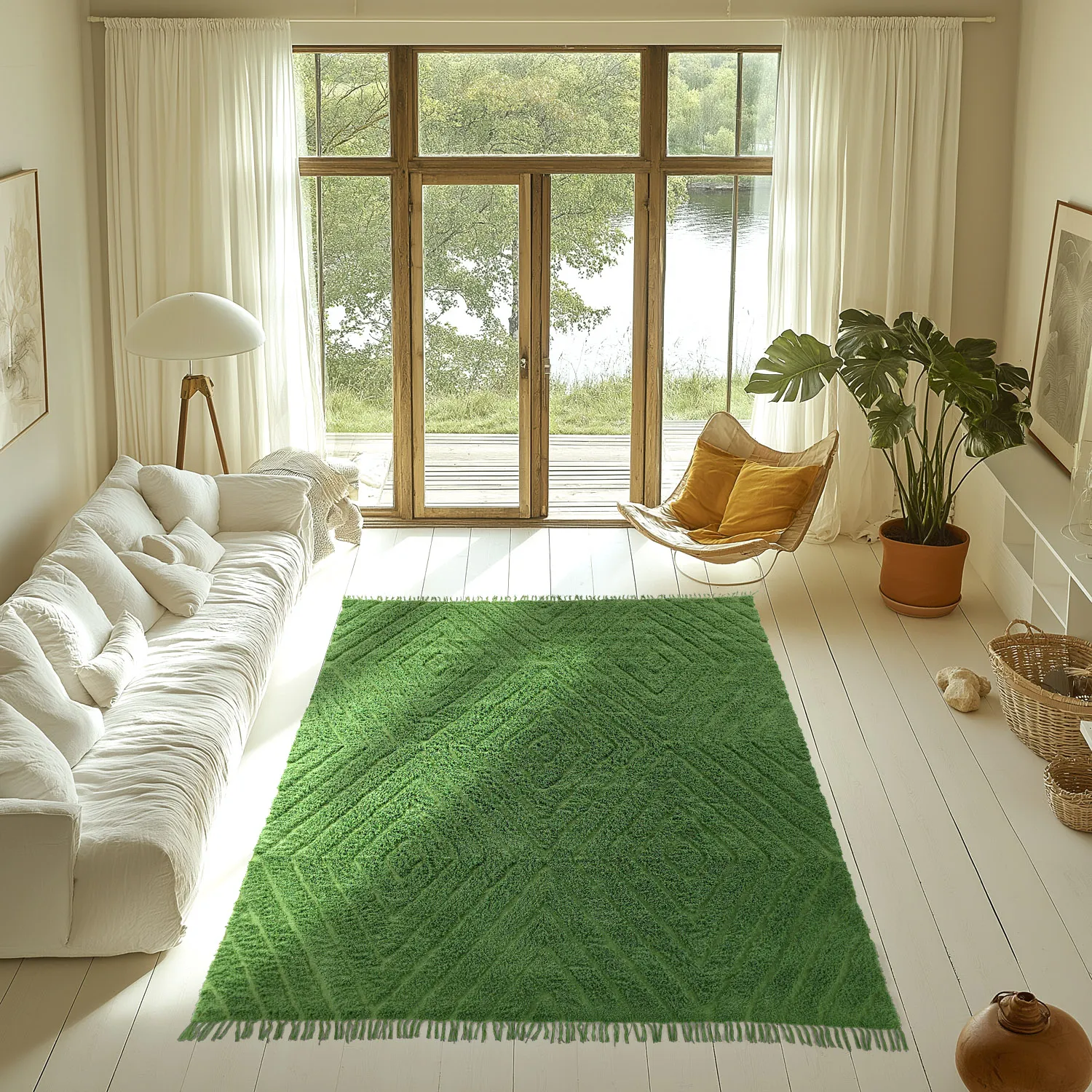 Shaggy rugs - Amberley Natural Cotton Shaggy (green)