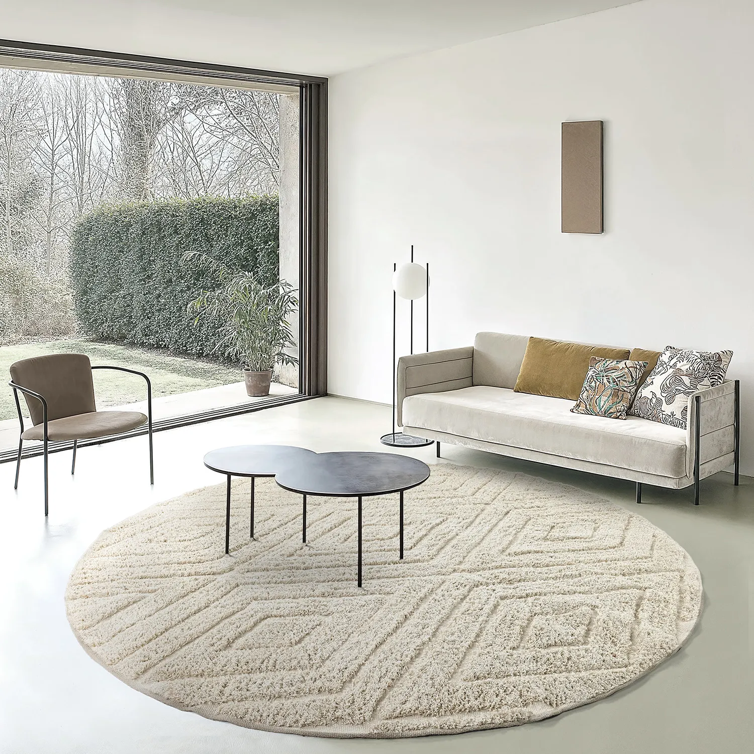 Round rug - Amberley Natural Cotton Shaggy (off-white)