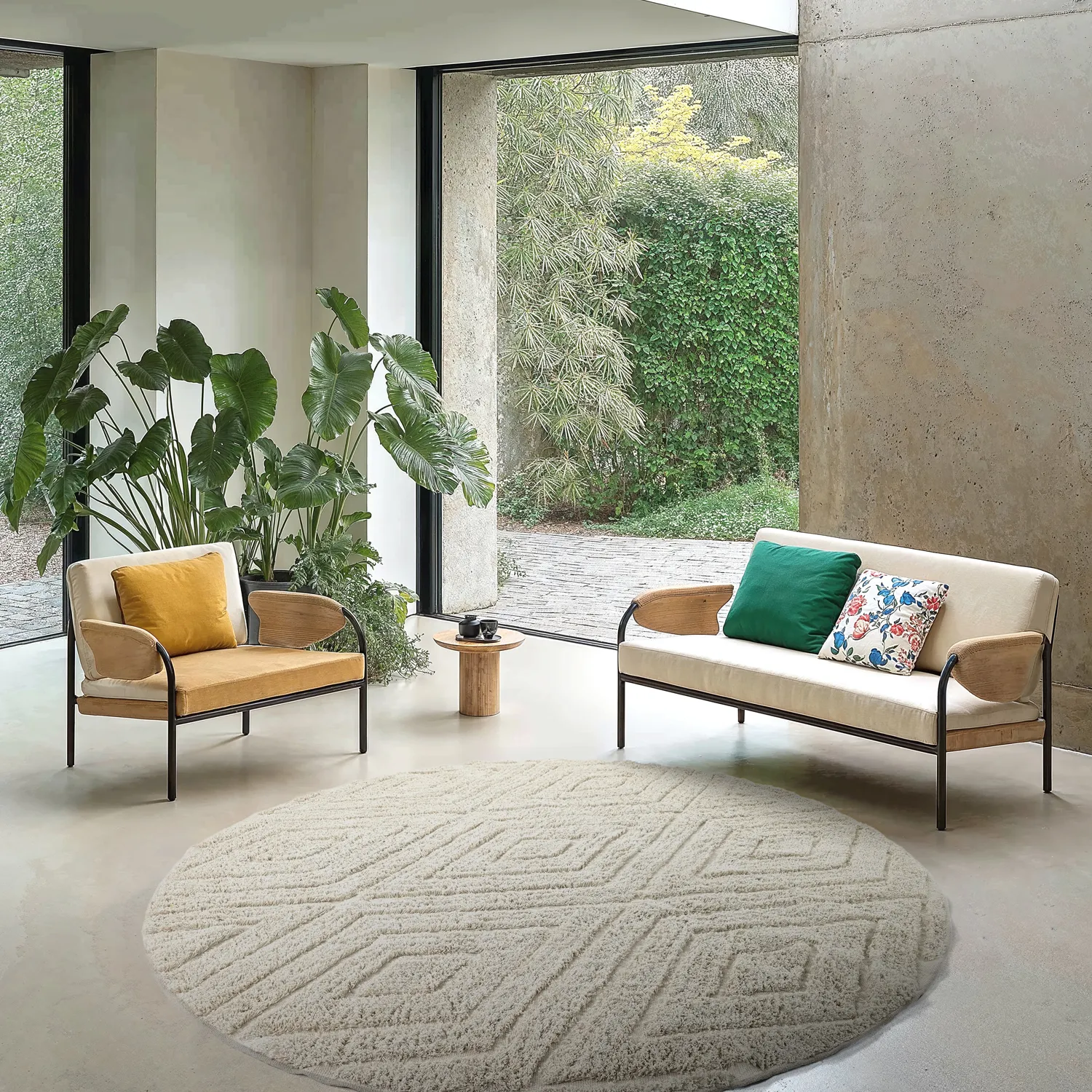 Round rug - Amberley Natural Cotton Shaggy (off-white)