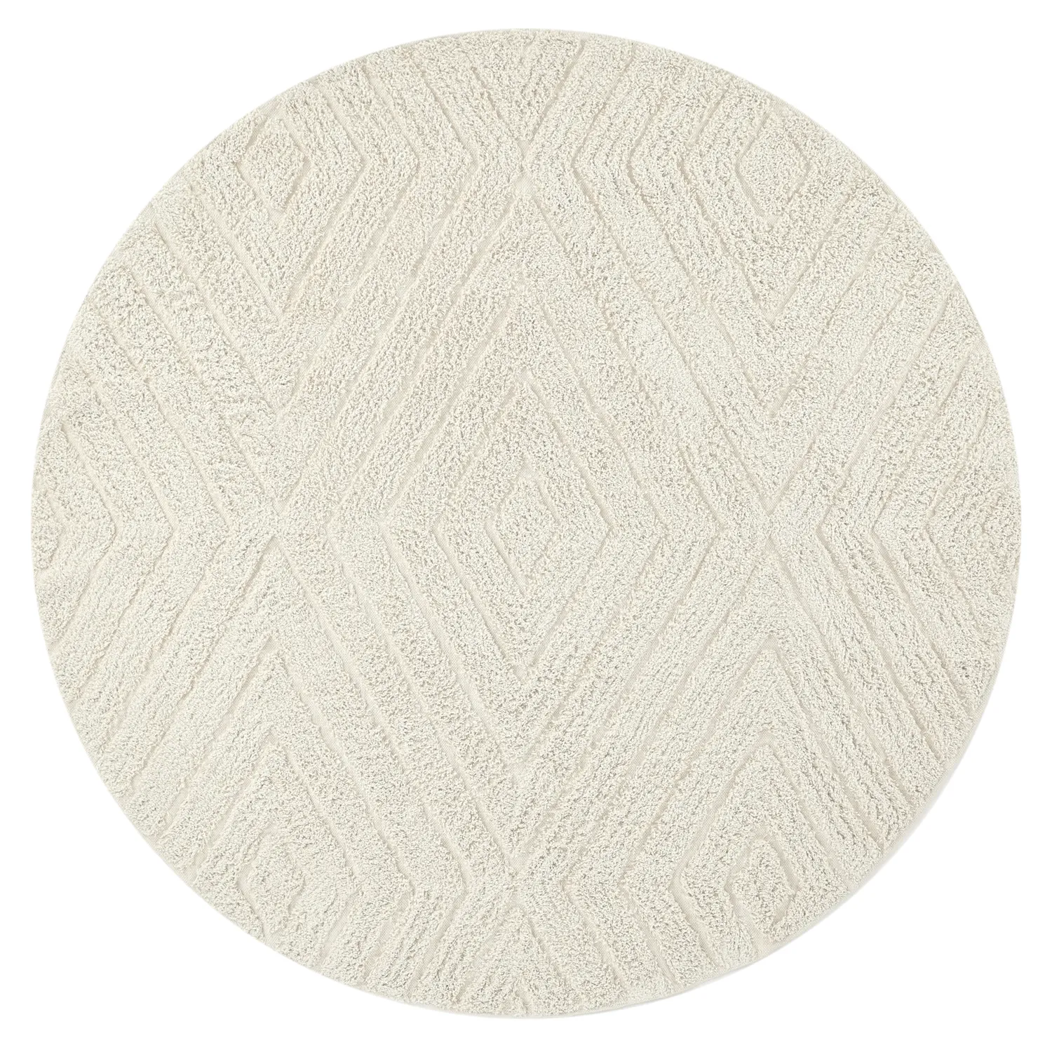 Round rug - Amberley Natural Cotton Shaggy (off-white)
