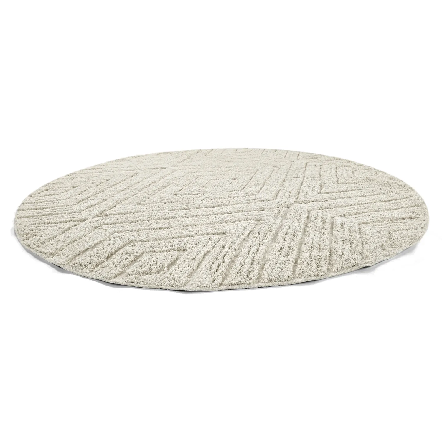 Round rug - Amberley Natural Cotton Shaggy (off-white)