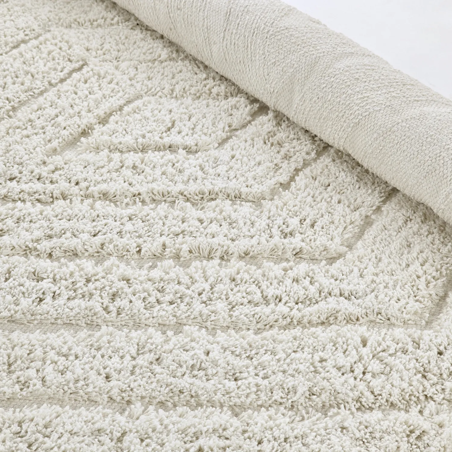 Round rug - Amberley Natural Cotton Shaggy (off-white)