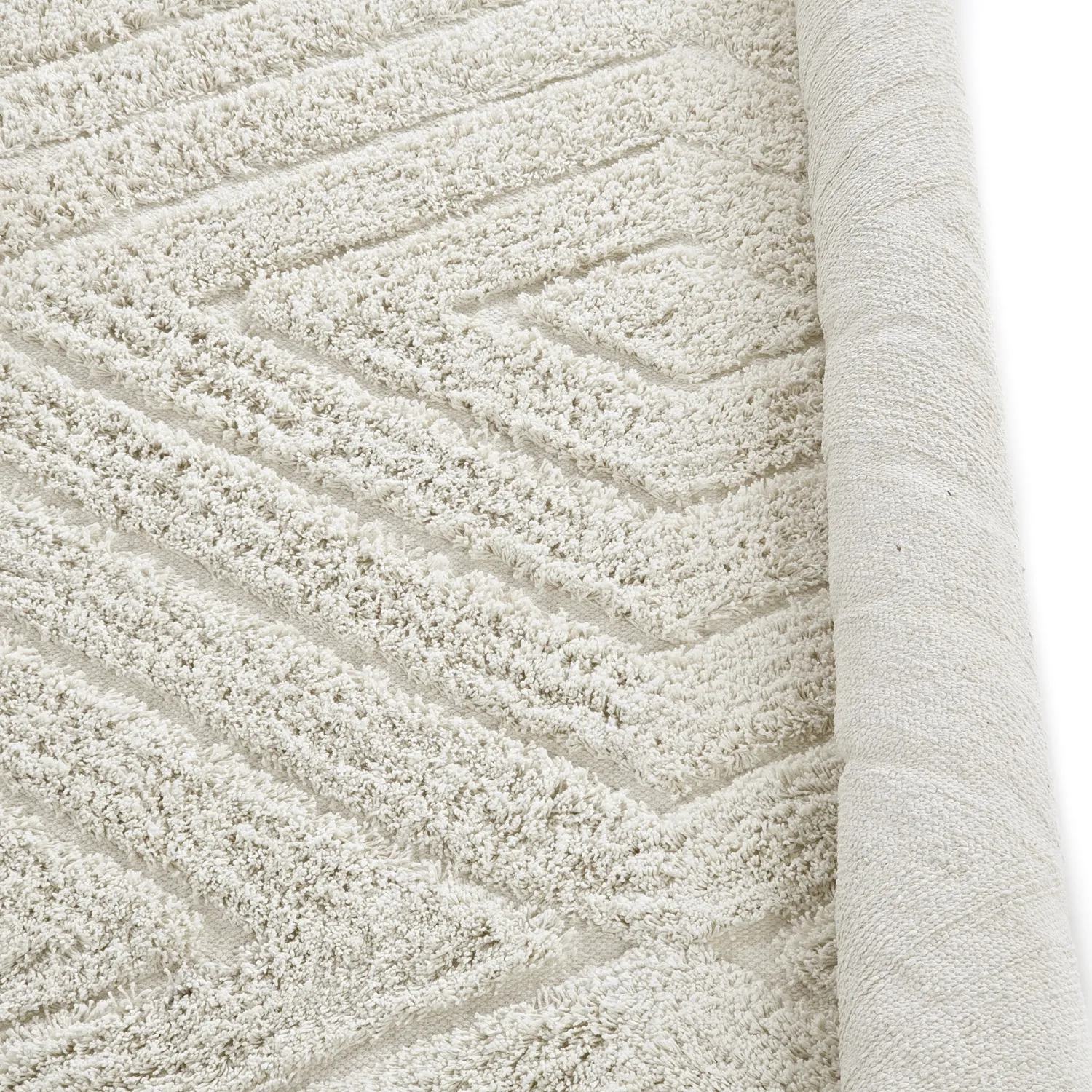 Round rug - Amberley Natural Cotton Shaggy (off-white)