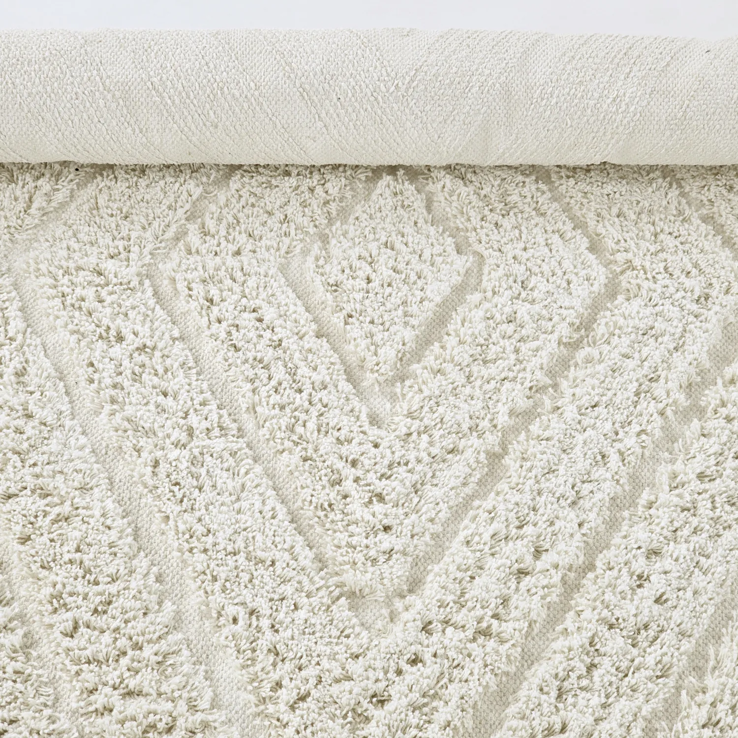 Round rug - Amberley Natural Cotton Shaggy (off-white)