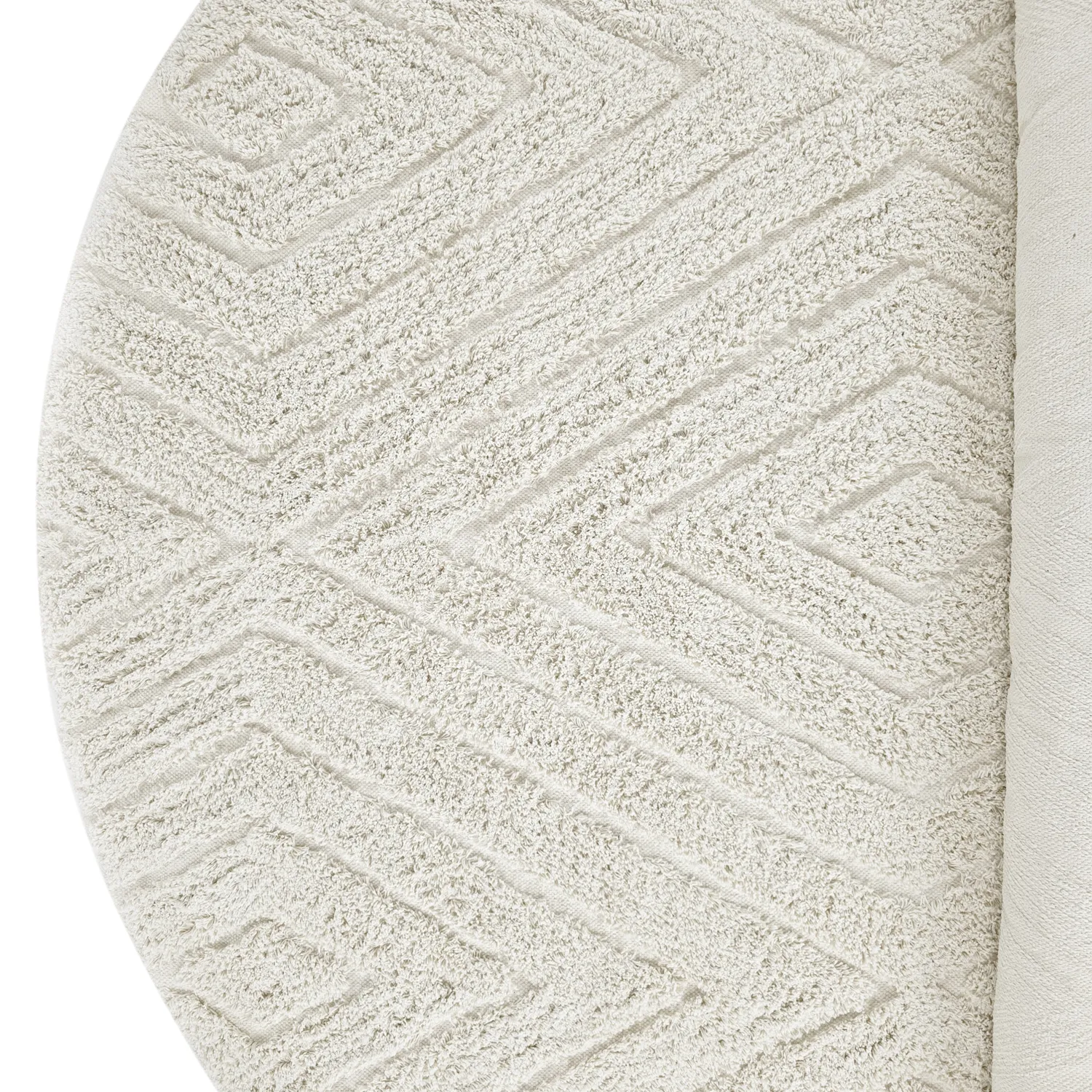 Round rug - Amberley Natural Cotton Shaggy (off-white)