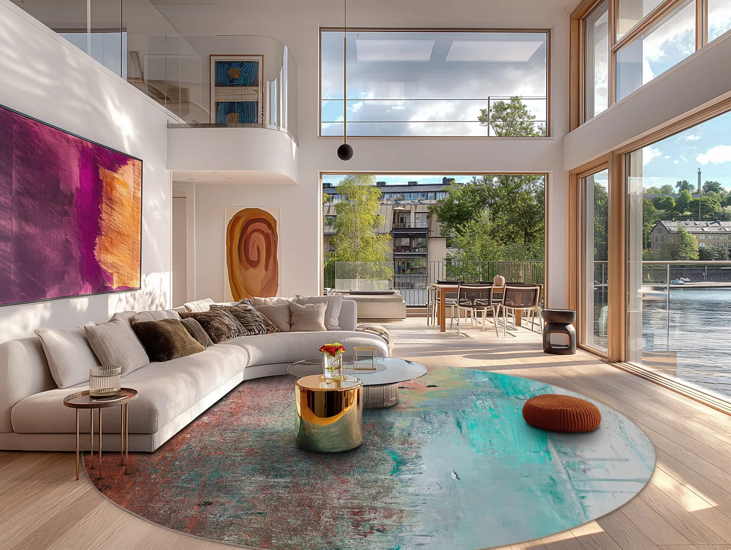 Round rug - Andali (grey/red/multi)