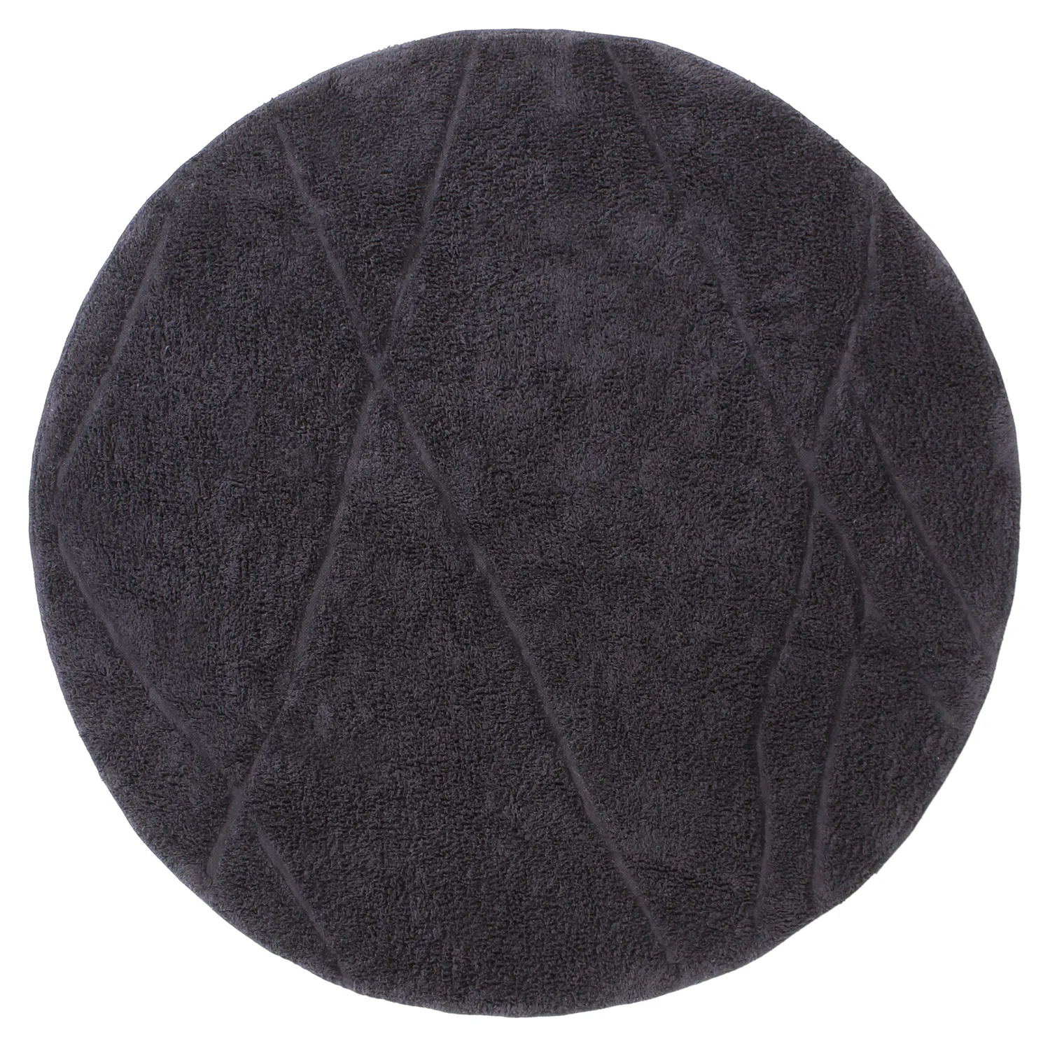 Round rug - Andrea Natural Cotton Shaggy (black)