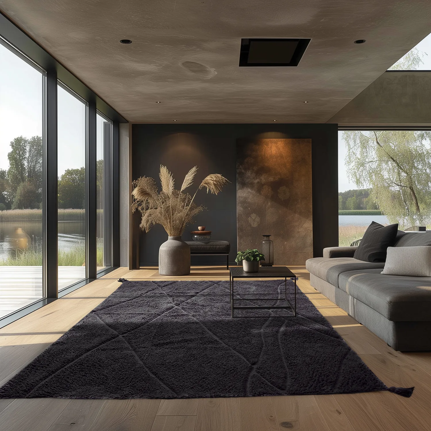 Shaggy rugs - Andrea Natural Cotton Shaggy (black)