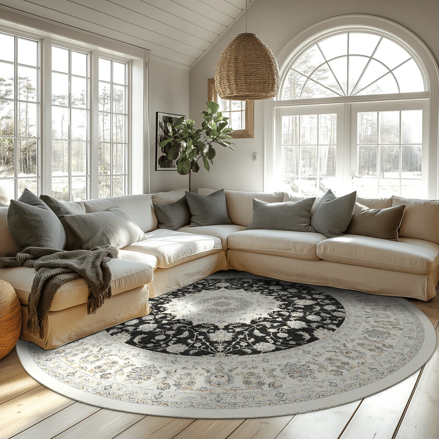 Round rug - Arabella (black)
