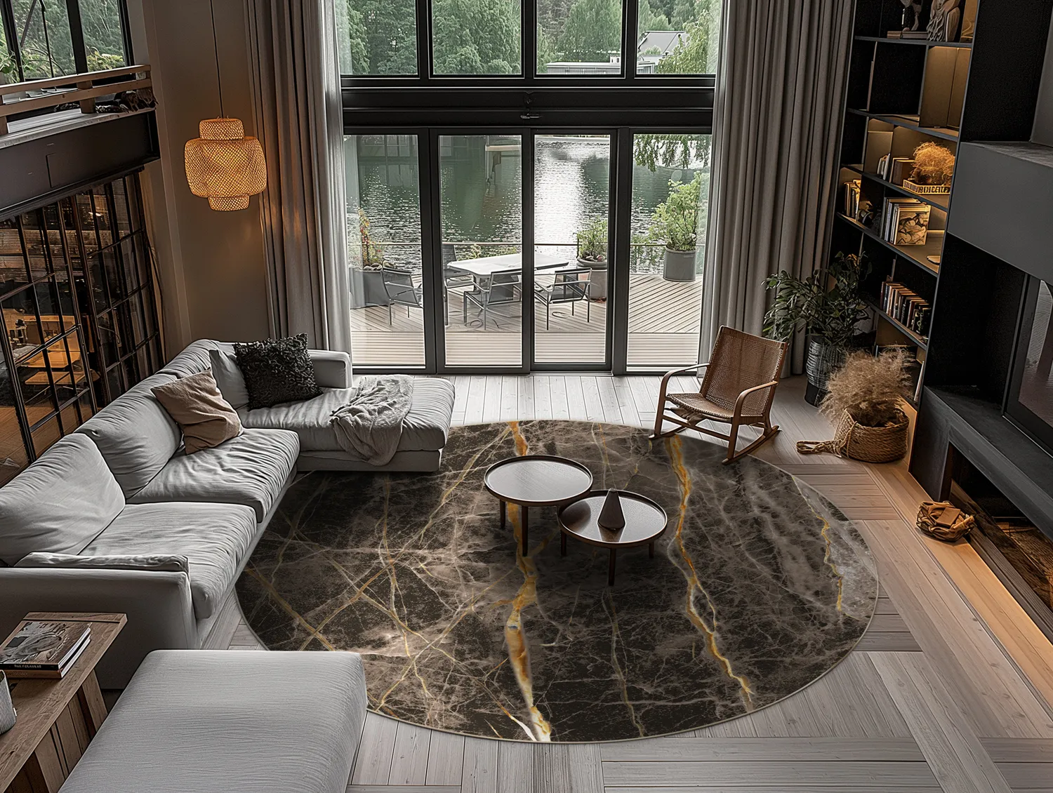 Round rug - Aris (black/gold)