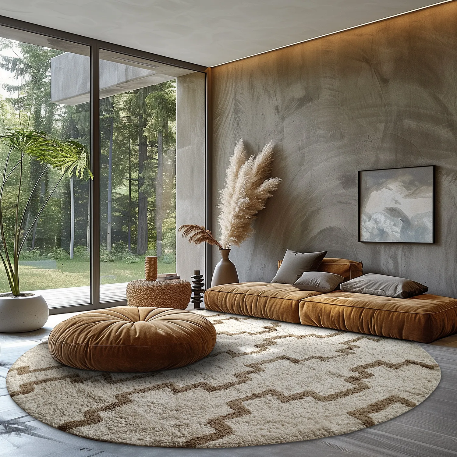 Round rug - Arlon Natural Cotton Shaggy (beige)