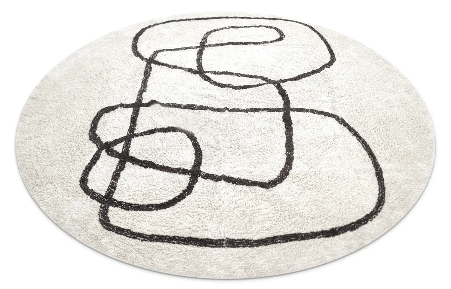 Round rug - Bavello Natural Cotton Shaggy (offwhite/black)