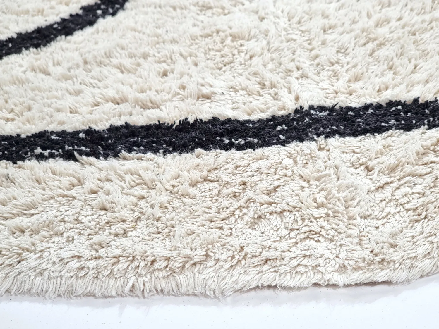 Round rug - Bavello Natural Cotton Shaggy (offwhite/black)