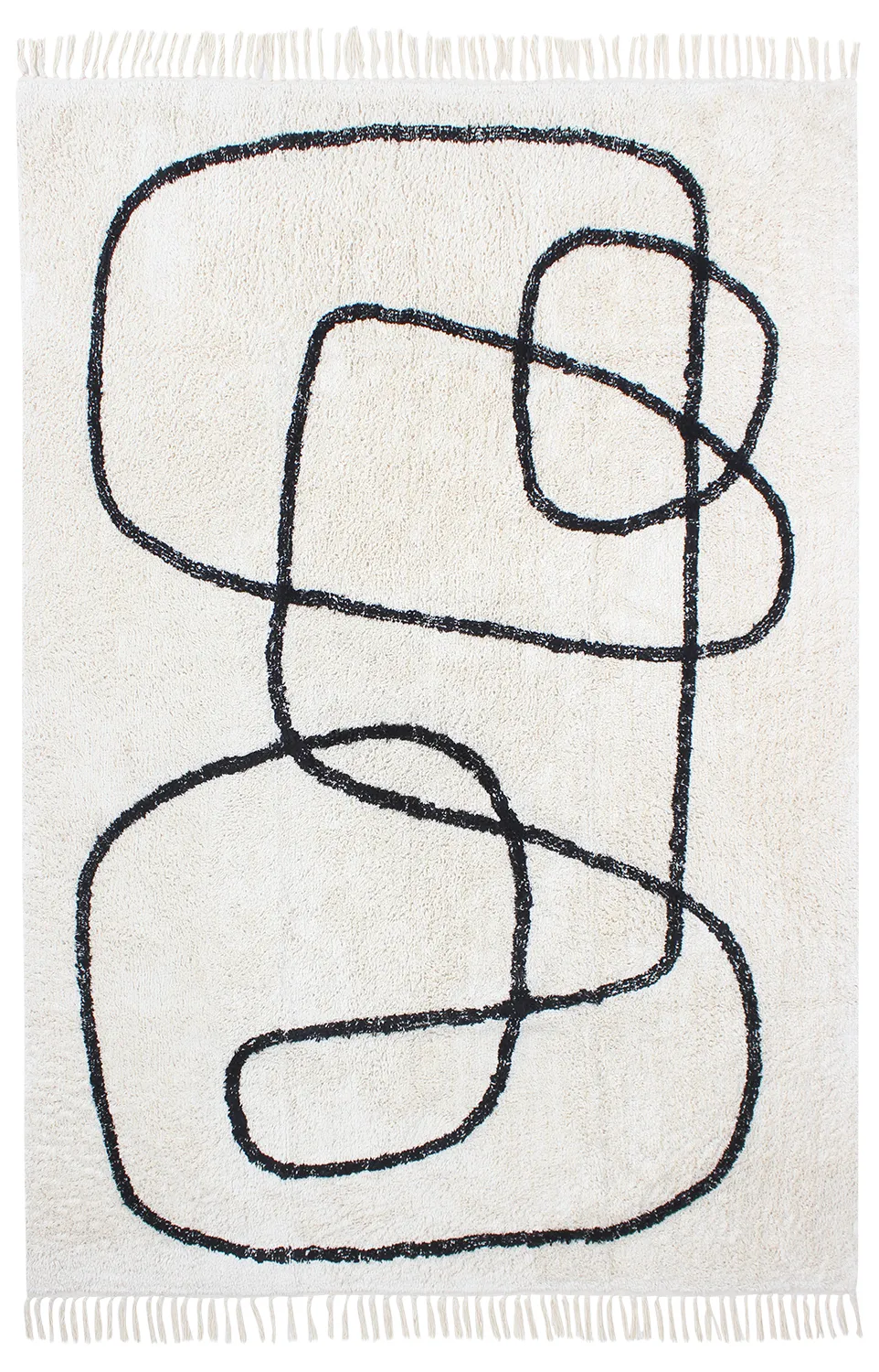 Shaggy rugs - Bavello Natural Cotton Shaggy (offwhite/black)