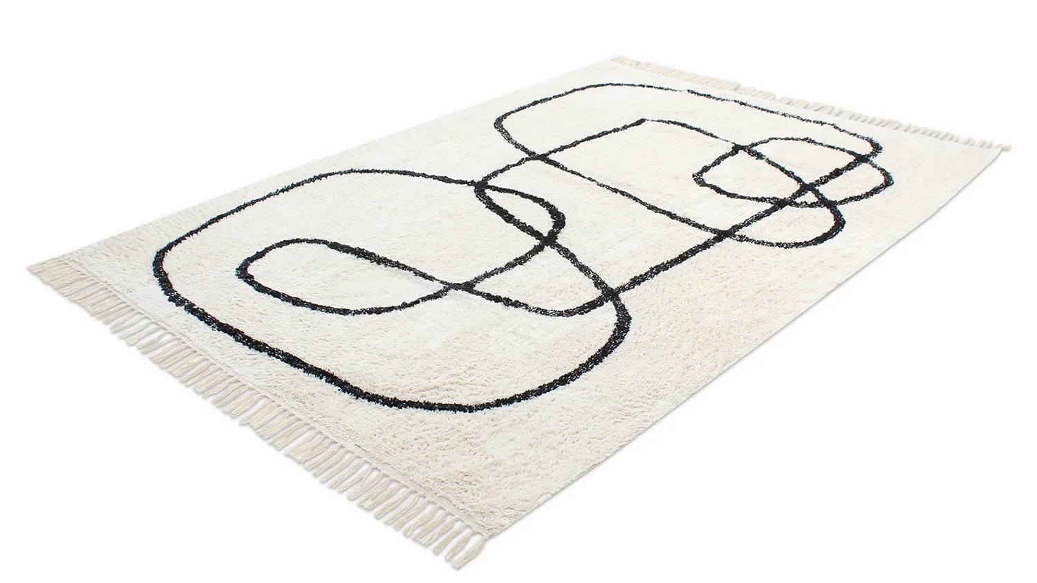 Shaggy rugs - Bavello Natural Cotton Shaggy (offwhite/black)