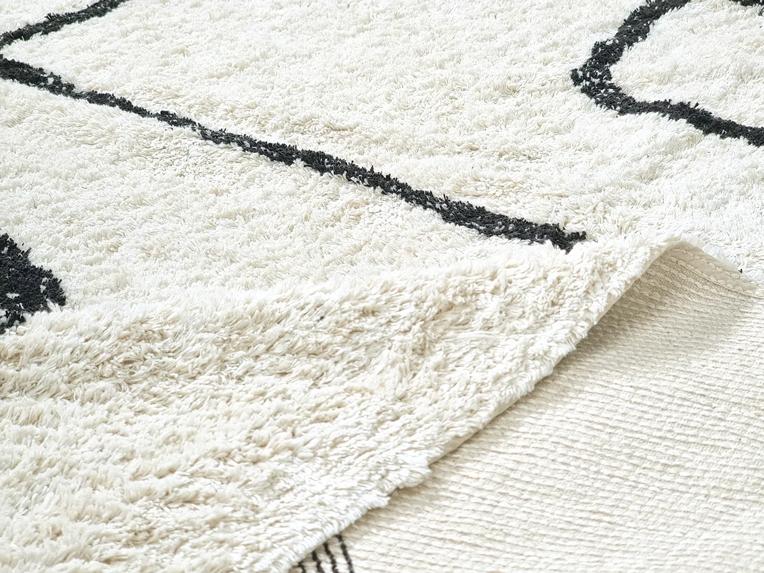 Shaggy rugs - Bavello Natural Cotton Shaggy (offwhite/black)