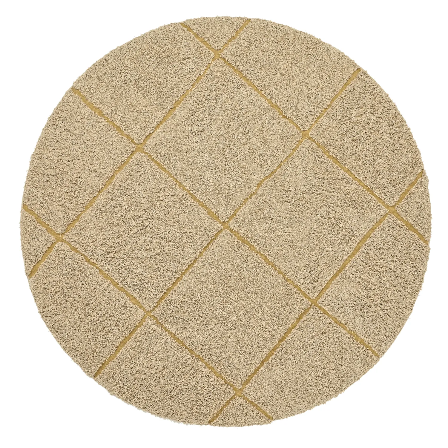 Round rug - Bellevue Natural Cotton Shaggy (beige/brown)