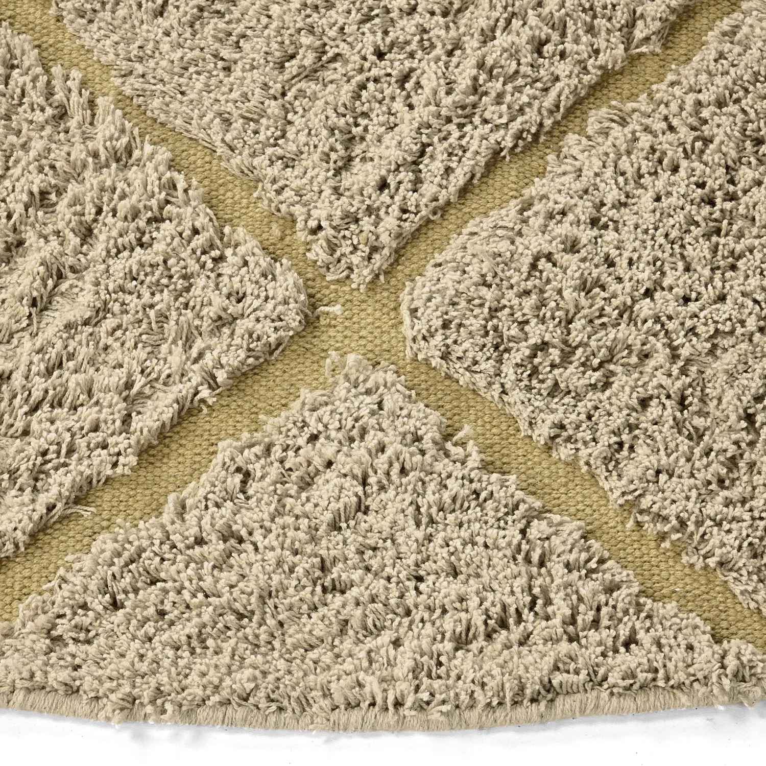 Round rug - Bellevue Natural Cotton Shaggy (beige/brown)
