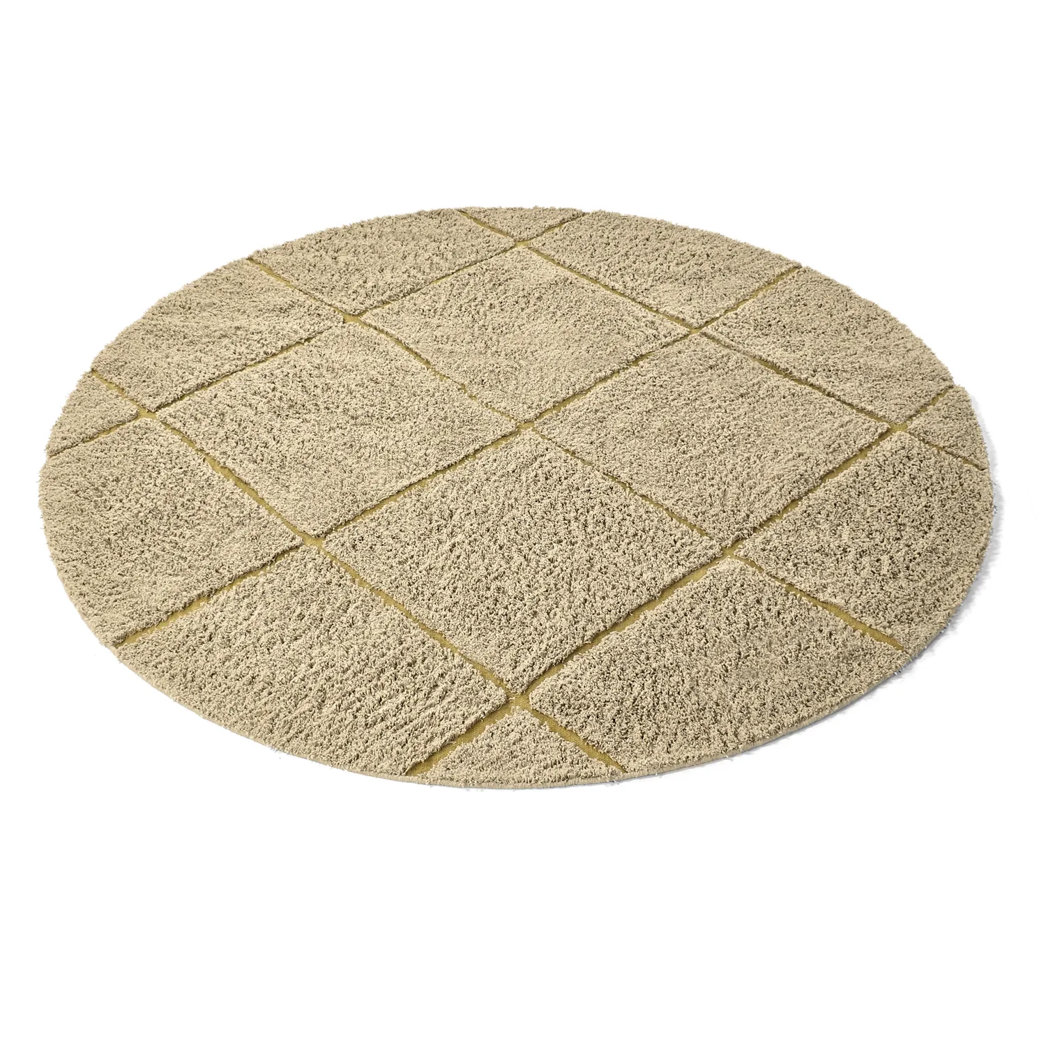 Round rug - Bellevue Natural Cotton Shaggy (beige/brown)
