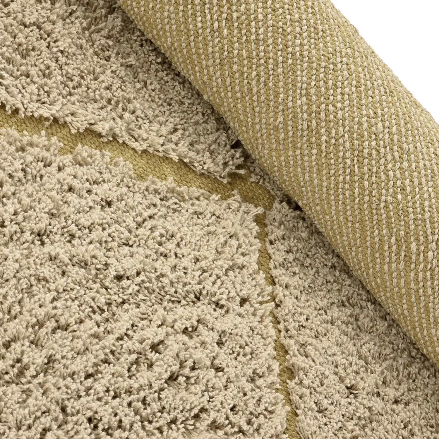 Round rug - Bellevue Natural Cotton Shaggy (beige/brown)