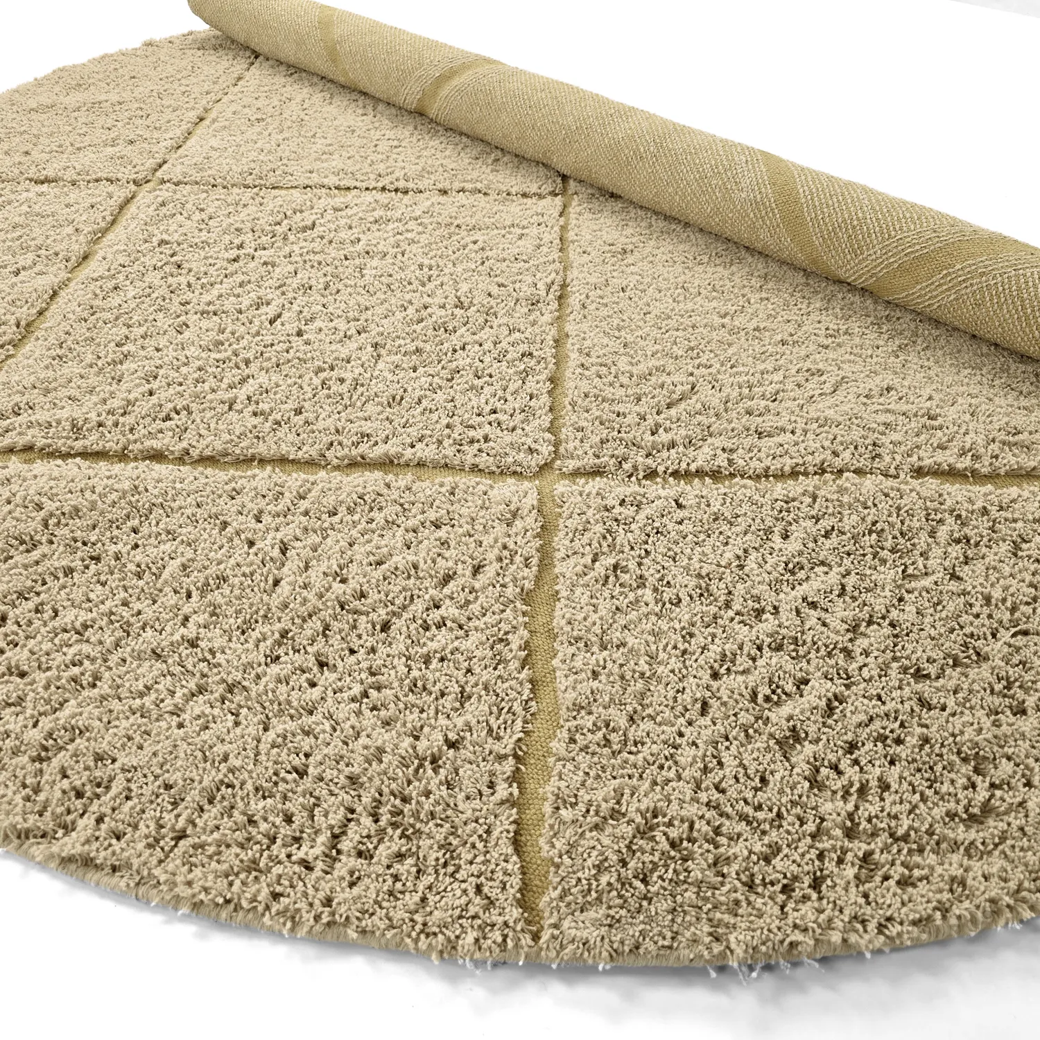 Round rug - Bellevue Natural Cotton Shaggy (beige/brown)