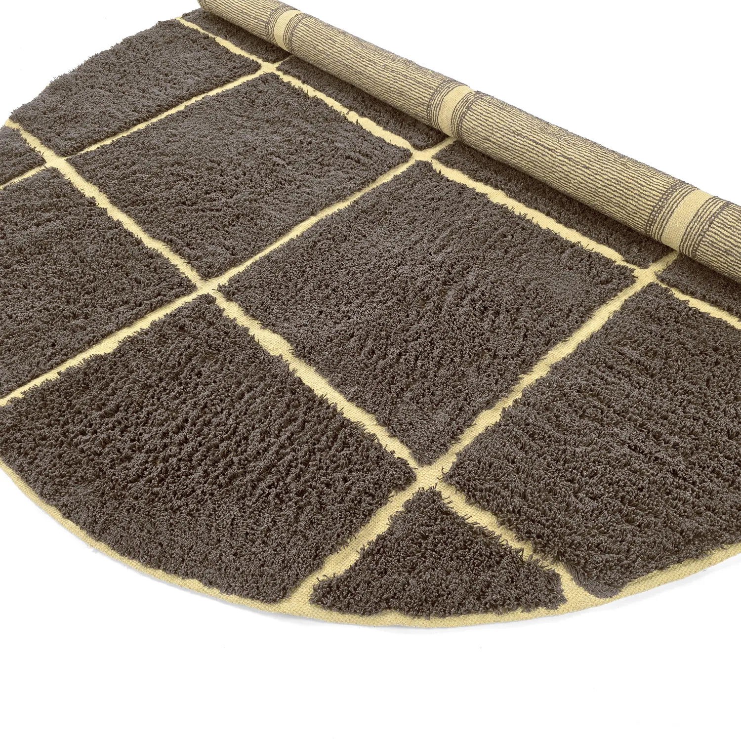 Round rug - Bellevue Natural Cotton Shaggy (brown/yellow)