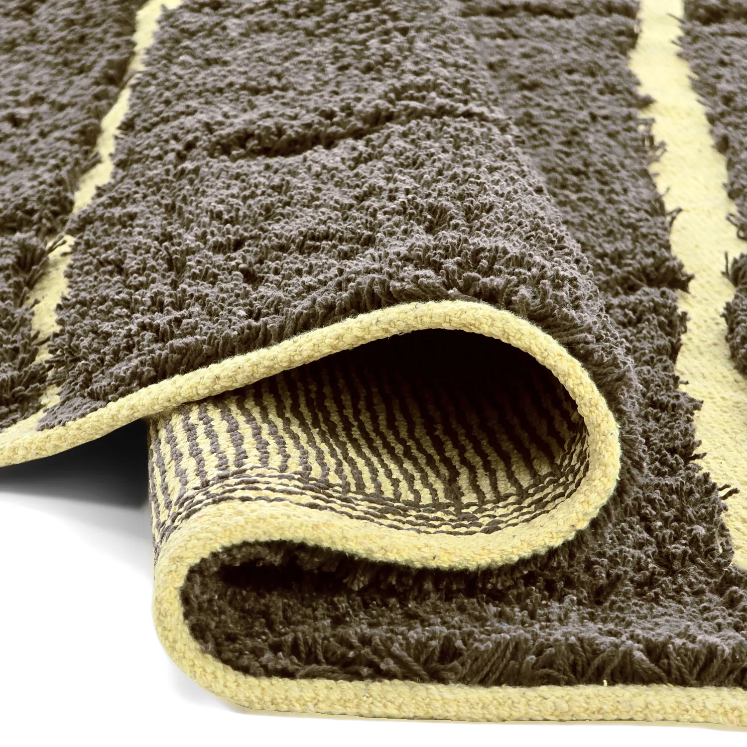 Round rug - Bellevue Natural Cotton Shaggy (brown/yellow)