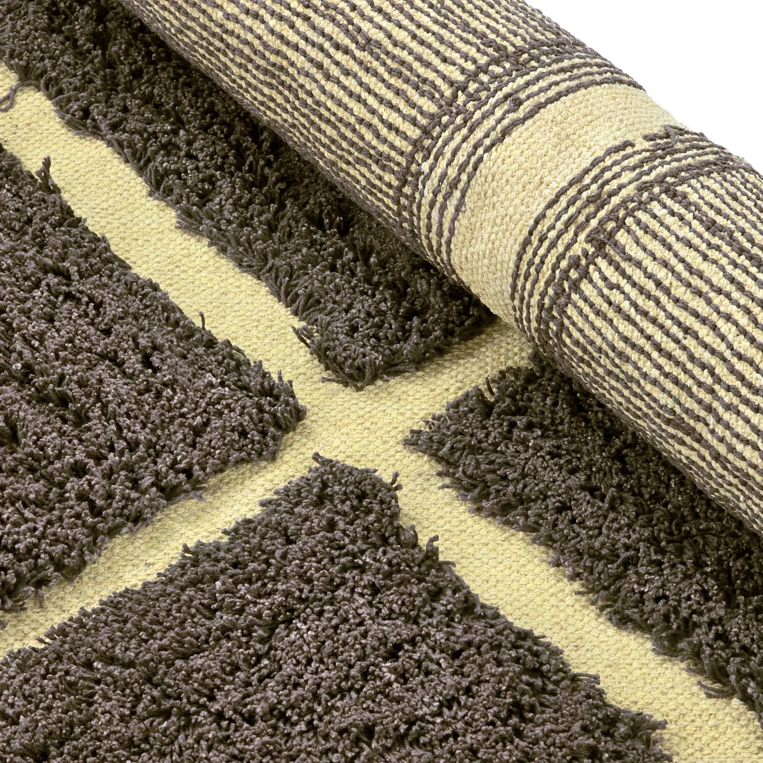 Round rug - Bellevue Natural Cotton Shaggy (brown/yellow)