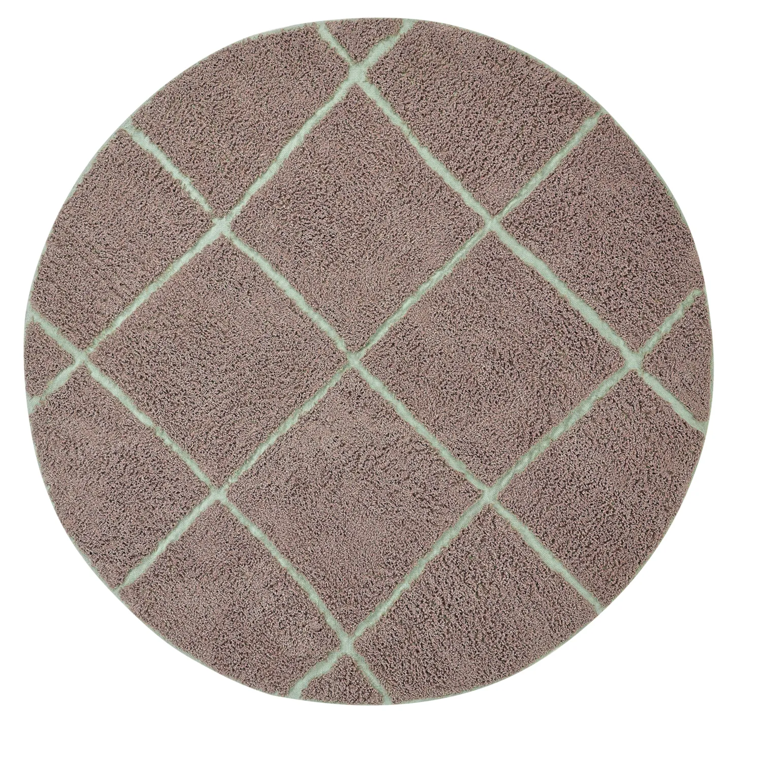Round rug - Bellevue Natural Cotton Shaggy (taupe/green)